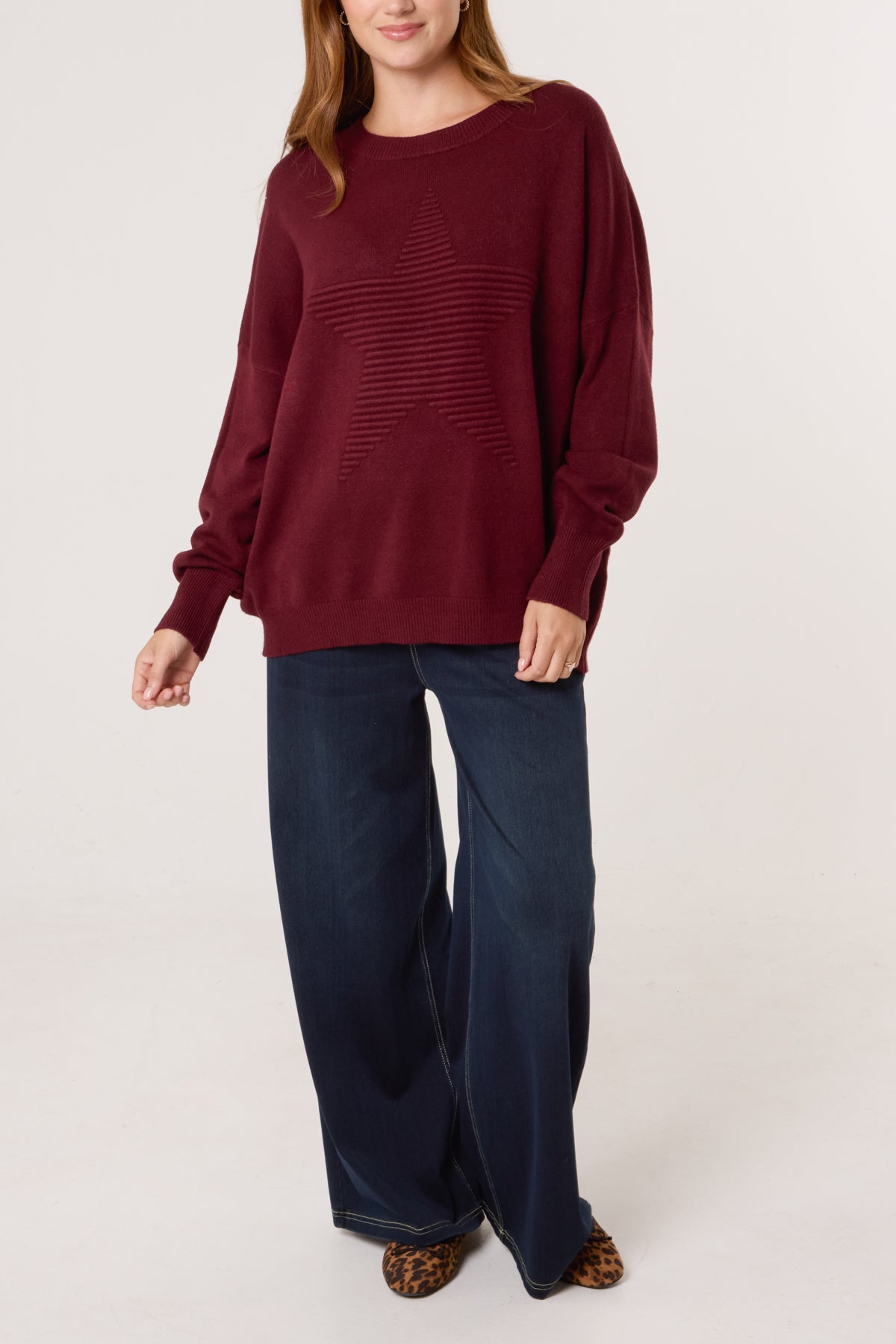 Ribbed Star Fine Knit Jumper