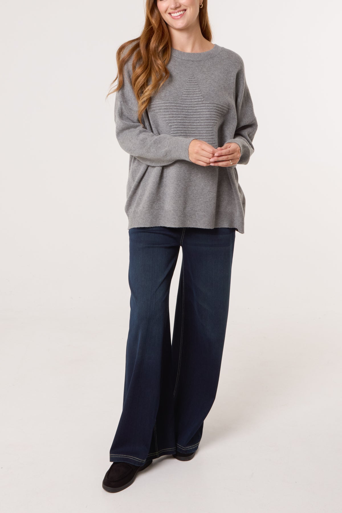 Ribbed Star Fine Knit Jumper