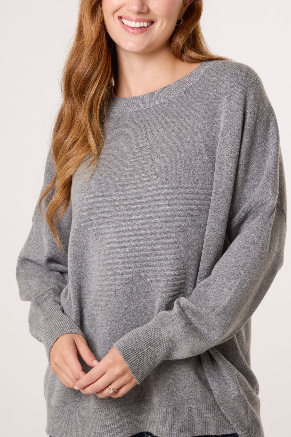 Ribbed Star Fine Knit Jumper