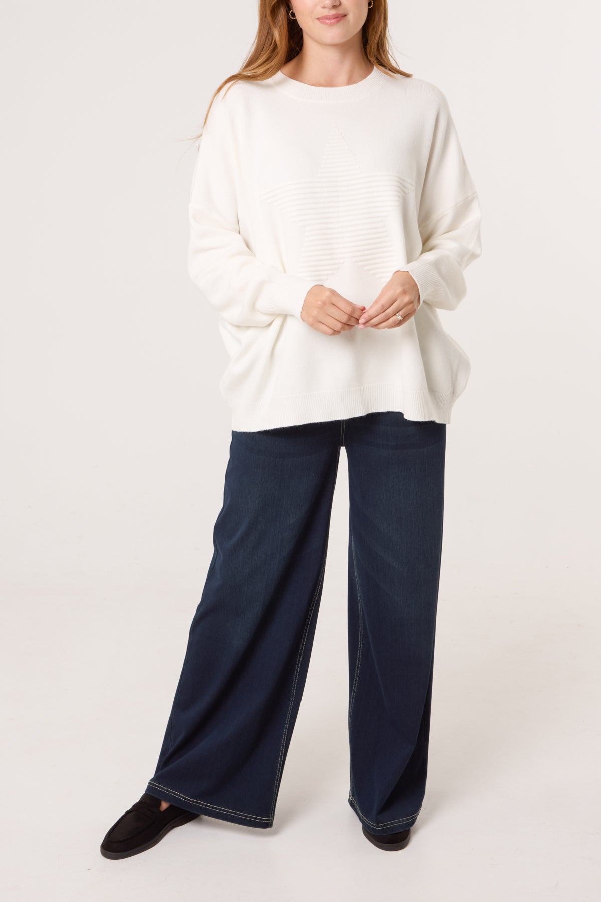 Ribbed Star Fine Knit Jumper