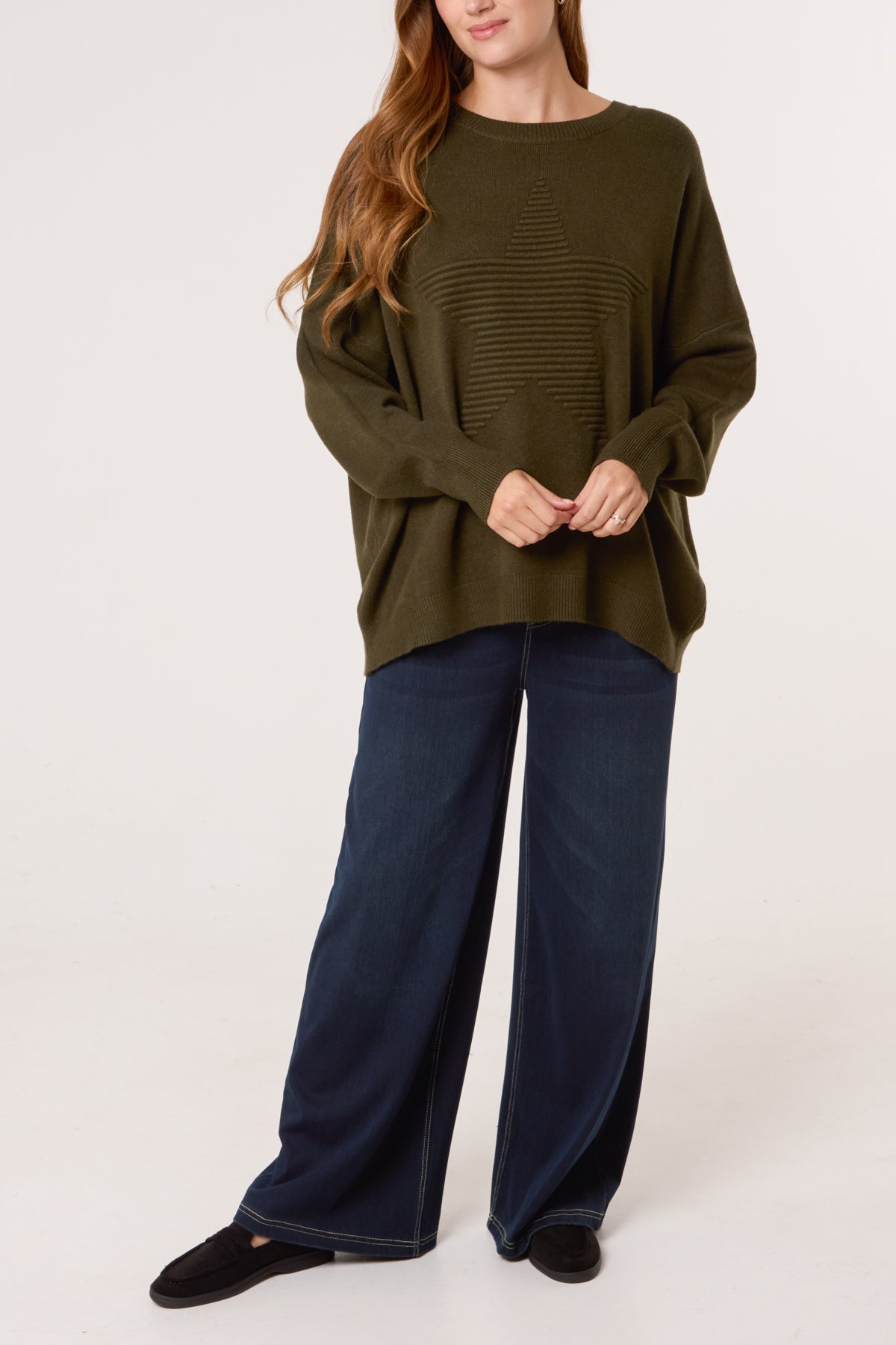 Ribbed Star Fine Knit Jumper