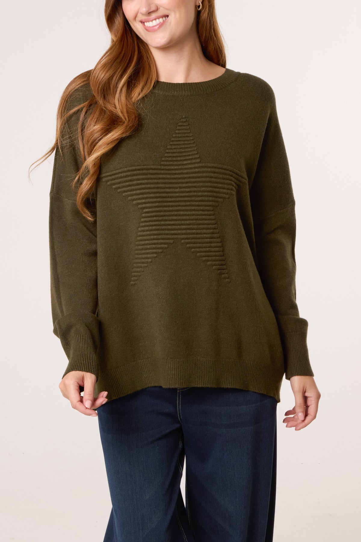 Ribbed Star Fine Knit Jumper