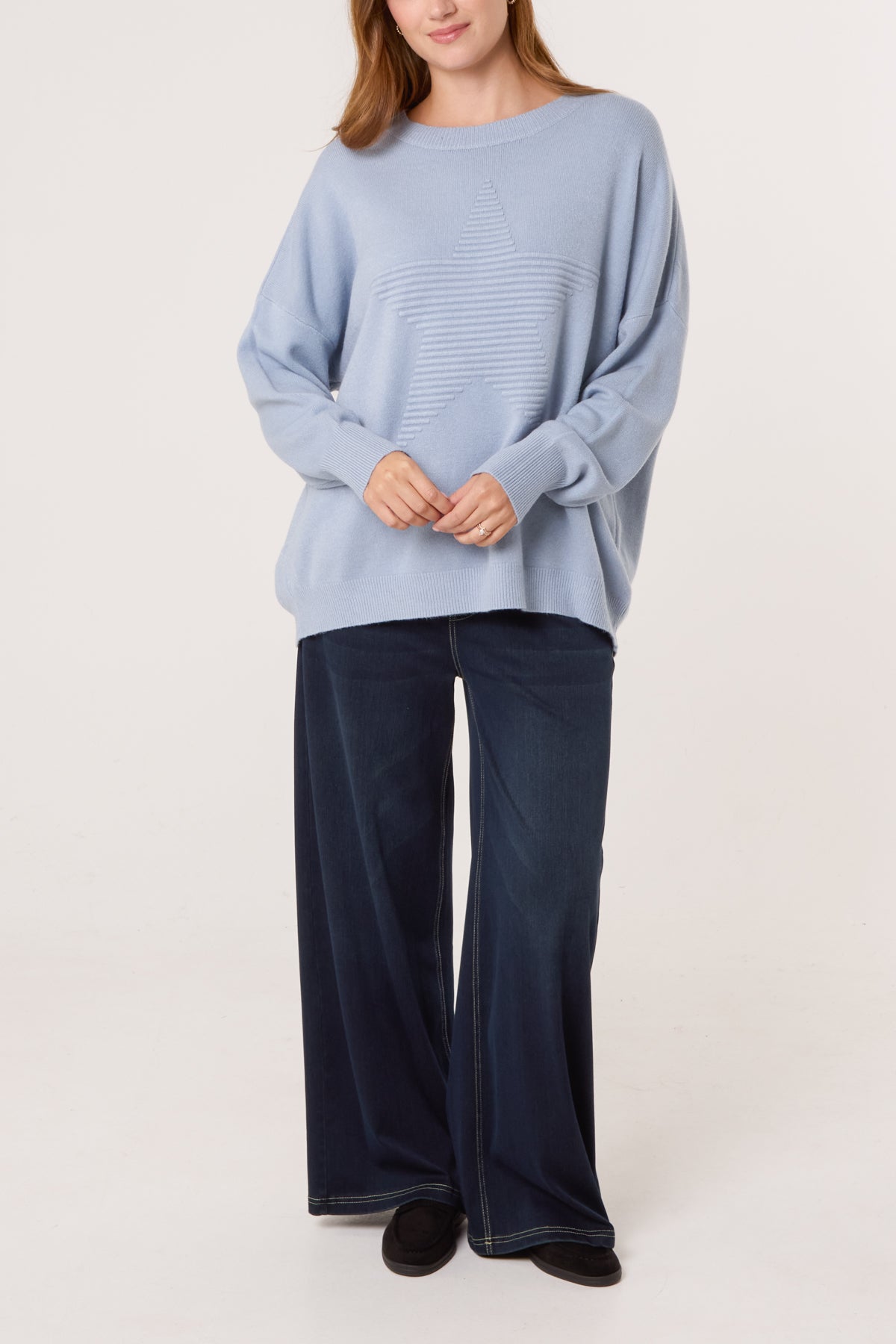 Ribbed Star Fine Knit Jumper