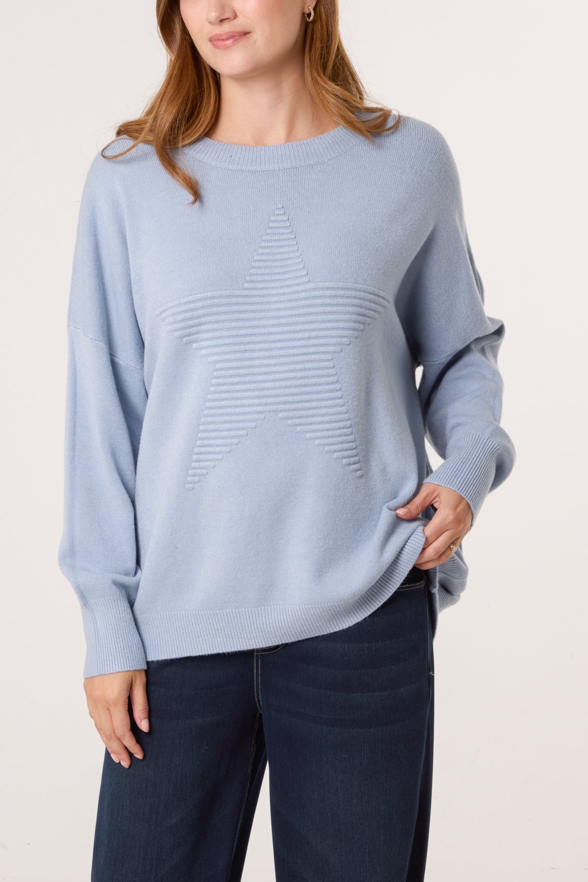 Ribbed Star Fine Knit Jumper