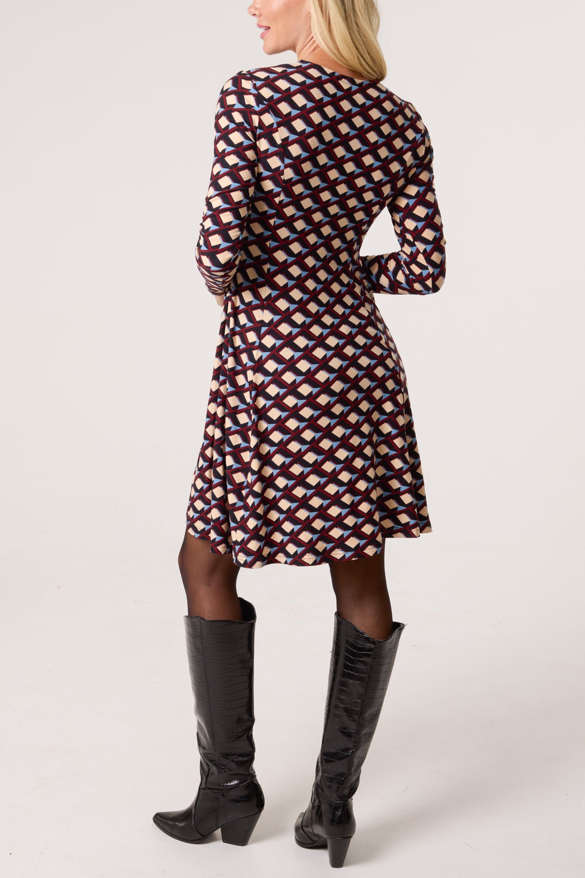 Geo Fit & Flare Mini Dress