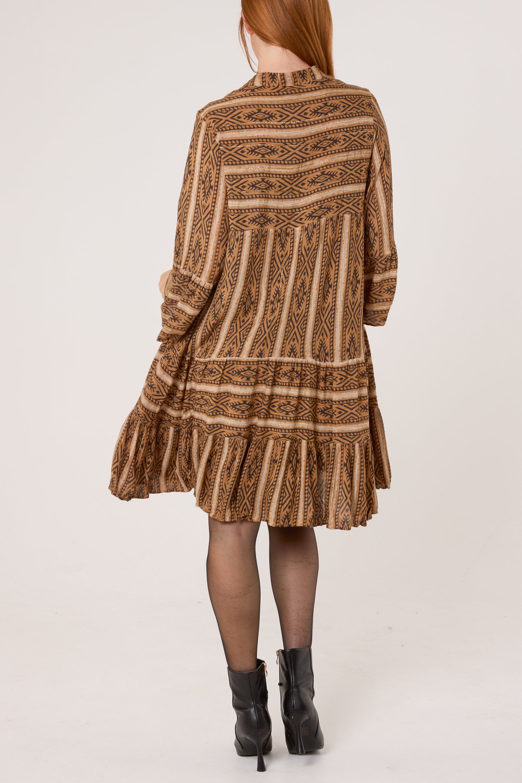 Metallic Aztec Tunic Mini Dress