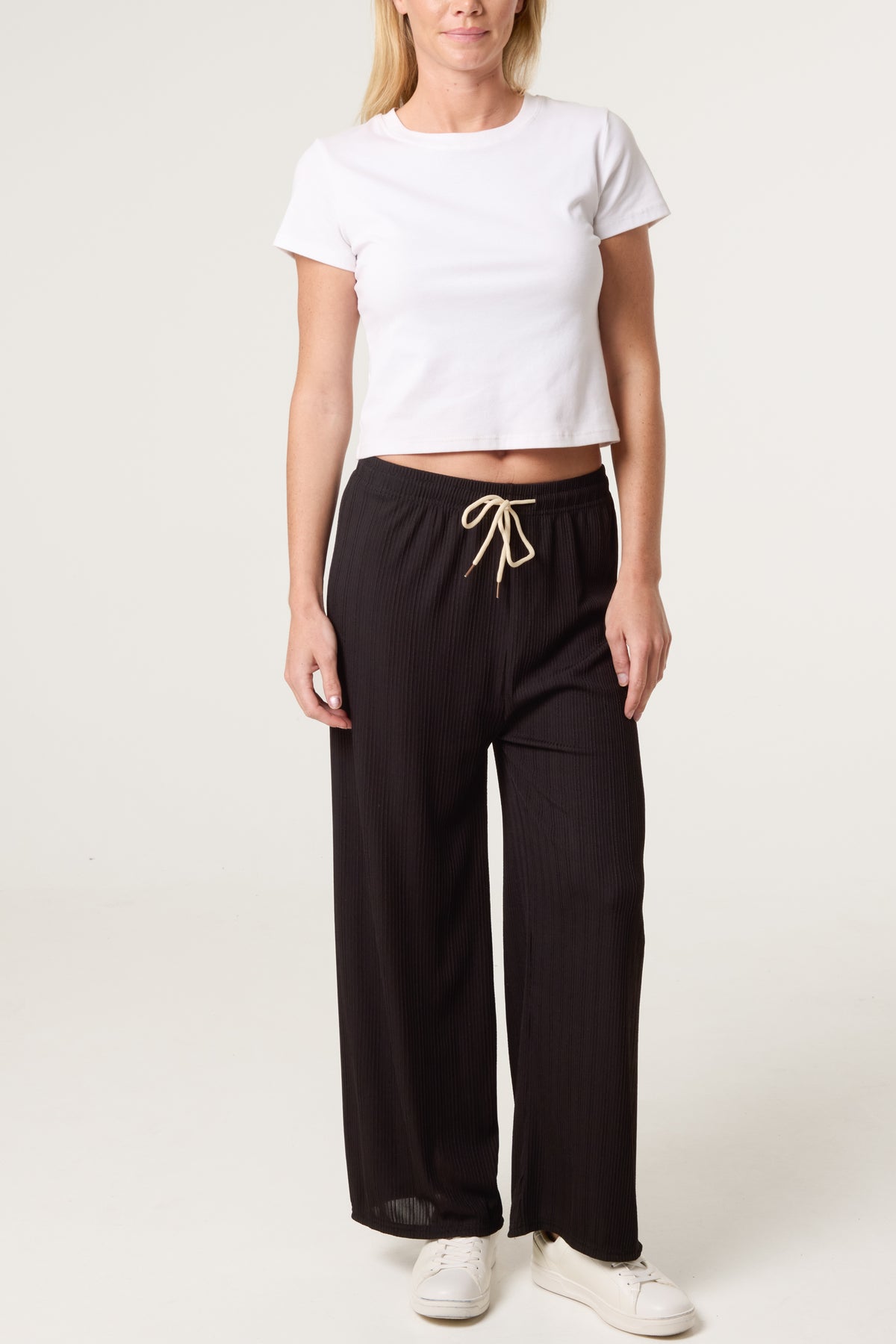 Ribbed Wide Leg Trousers