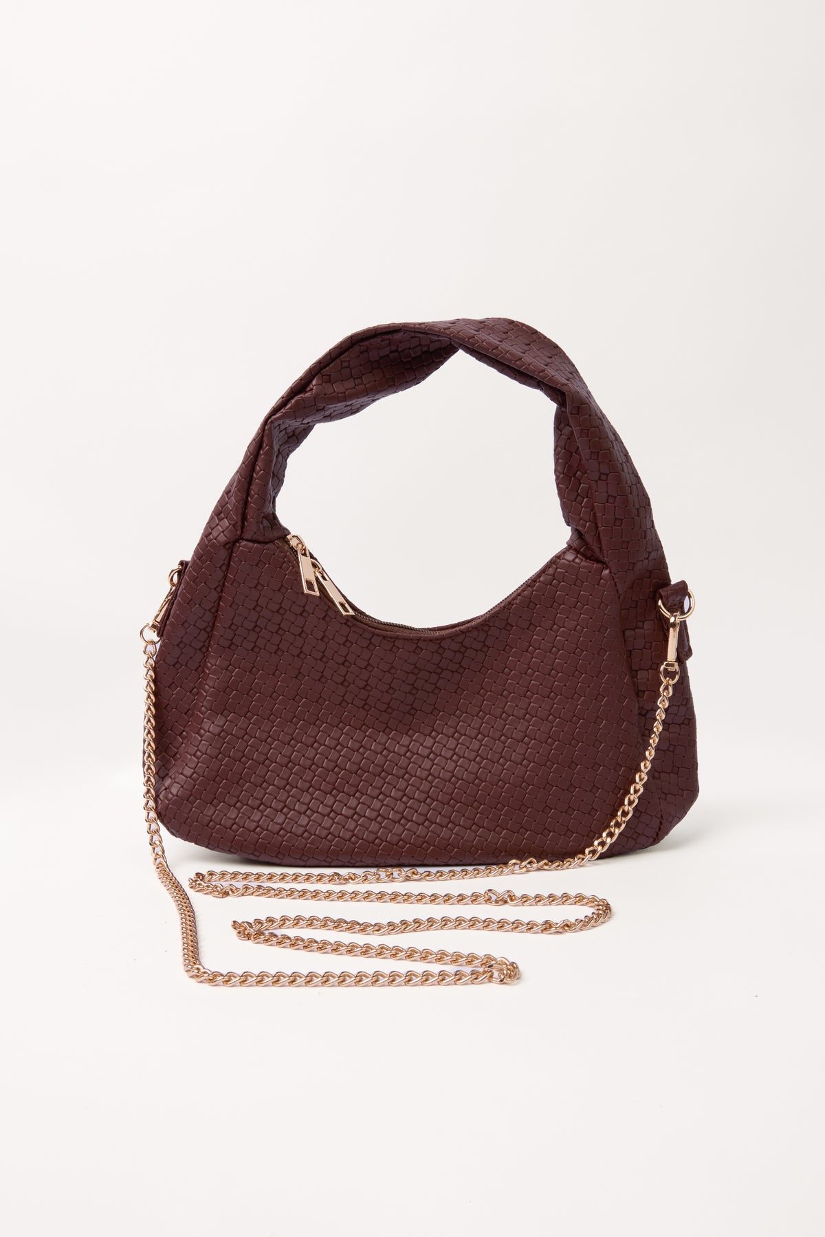 Gold Chain Textured Shoulder Bag