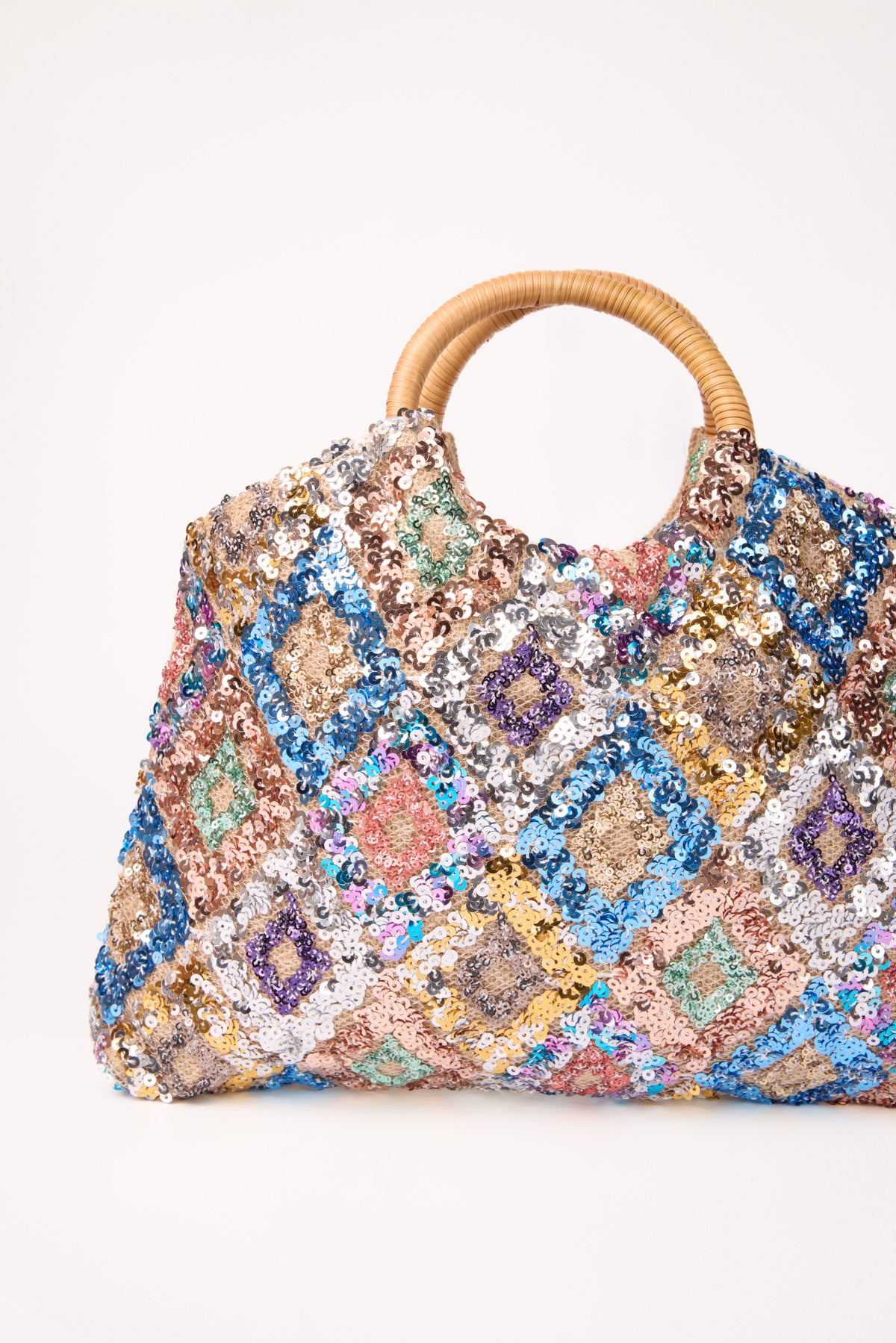 Sequin Bag w/ Bamboo Handle
