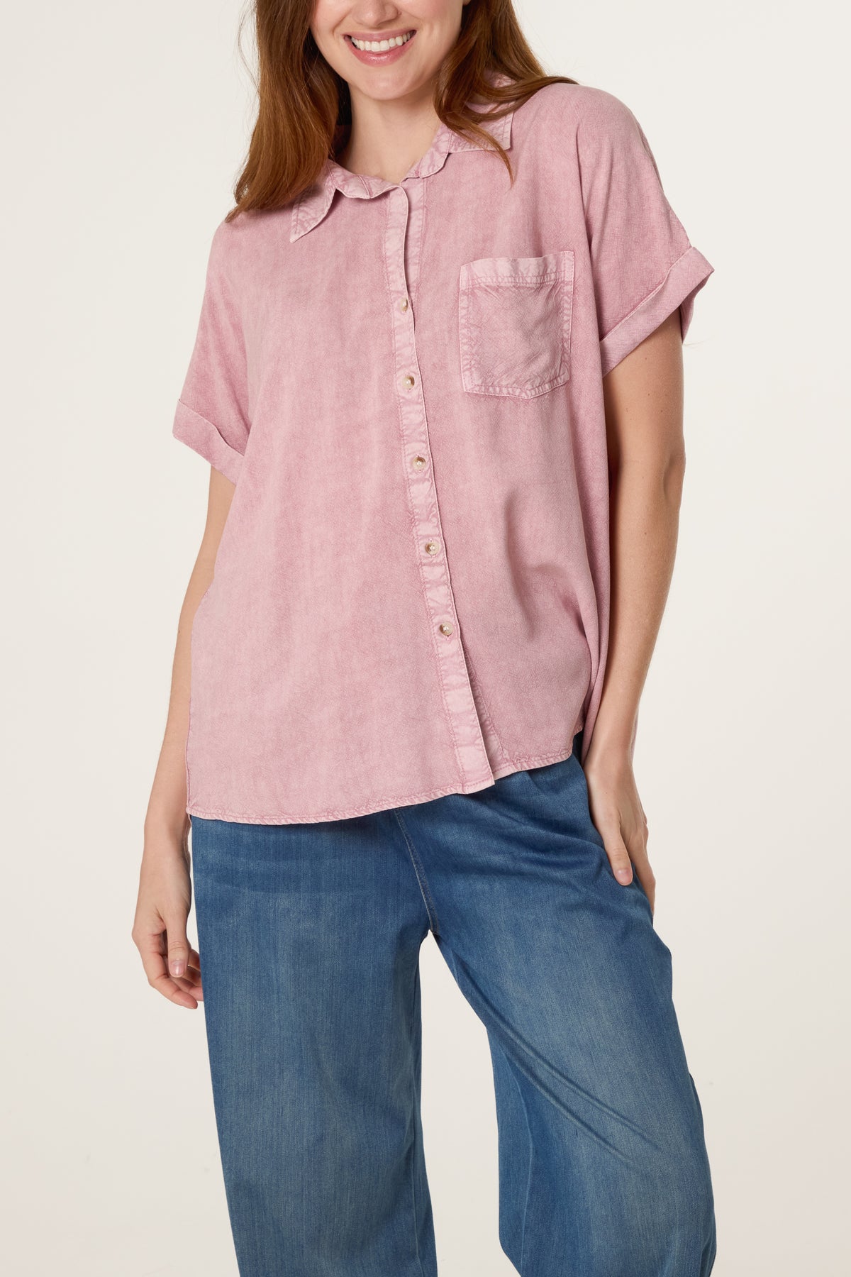 Washed Button Front Pocket Shirt