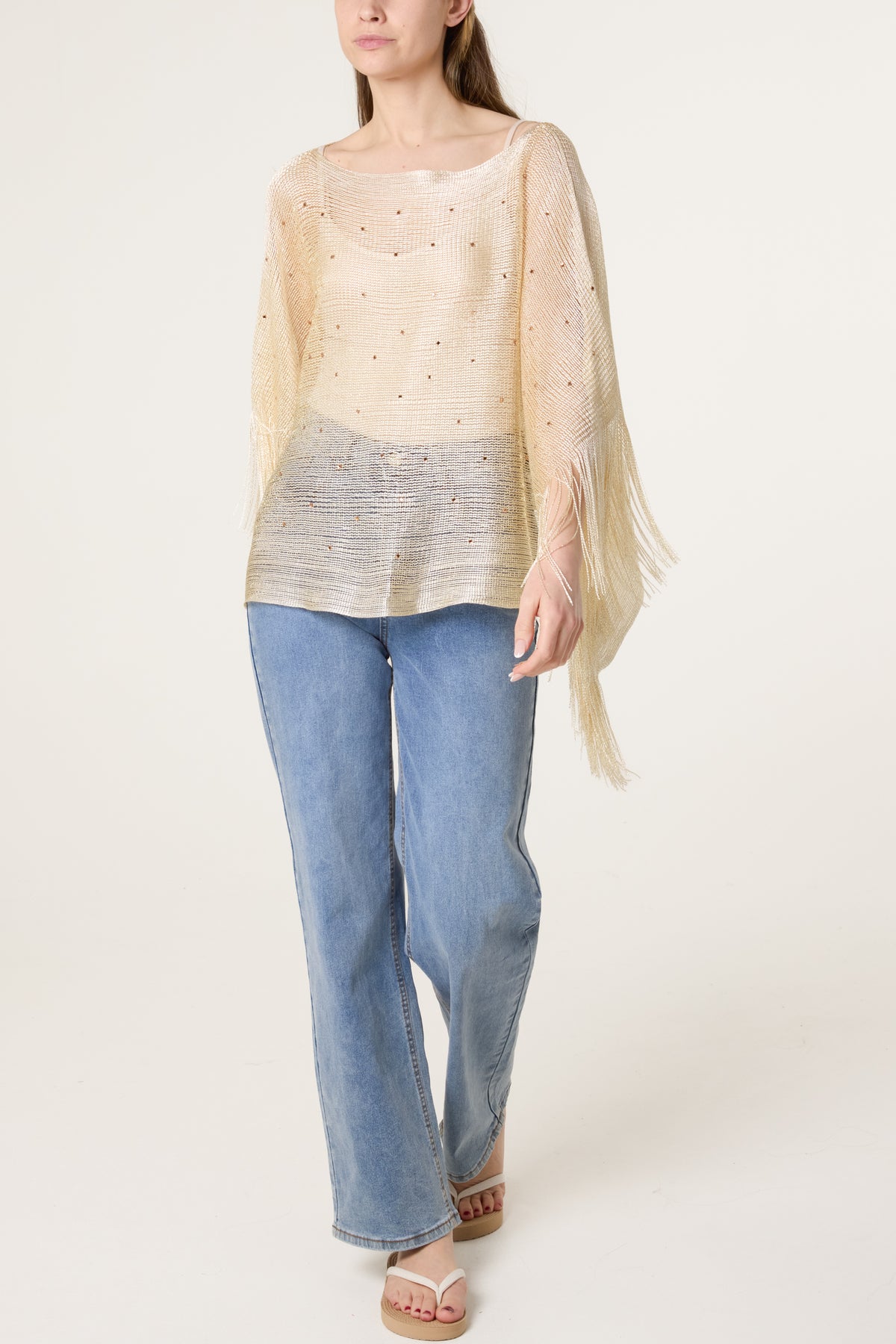 Tassel Sleeve Diamante Cape