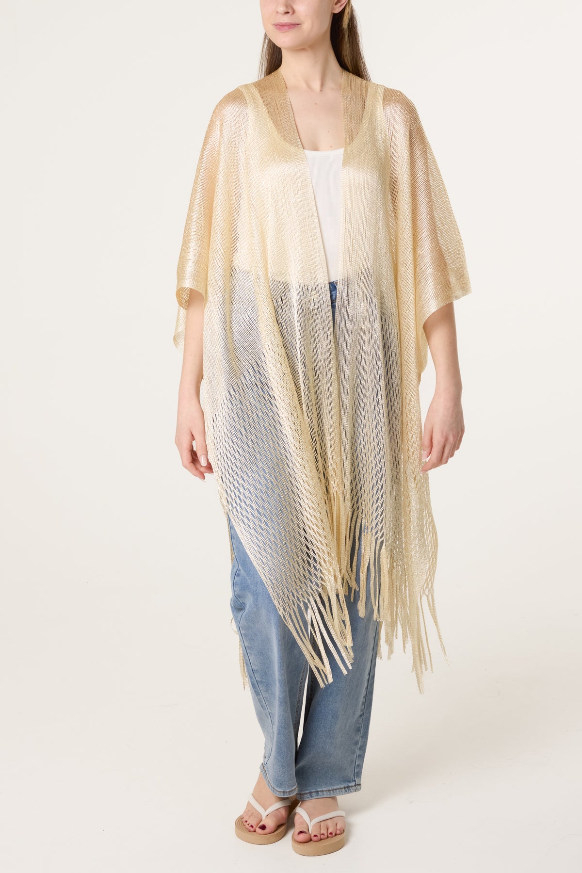 Metallic Net Tassel Cape