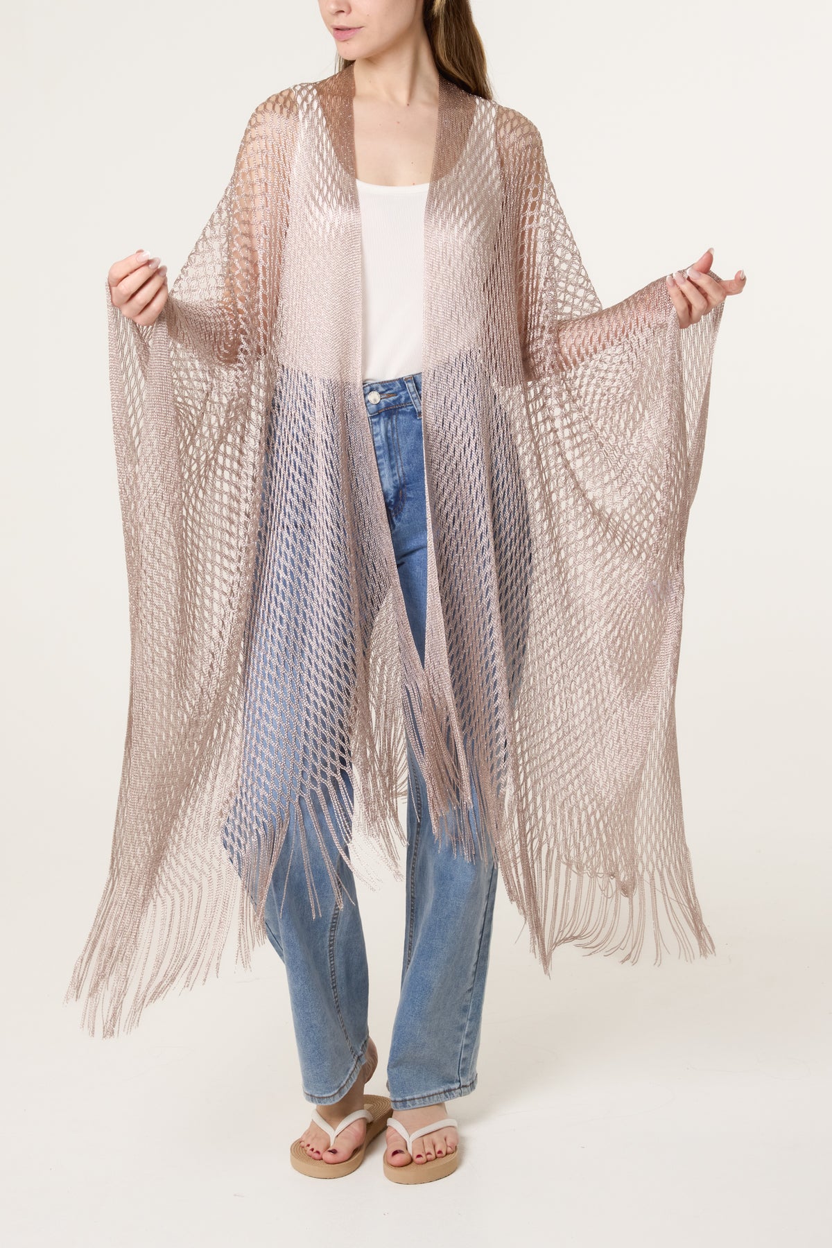 Metallic Net Longline Cape