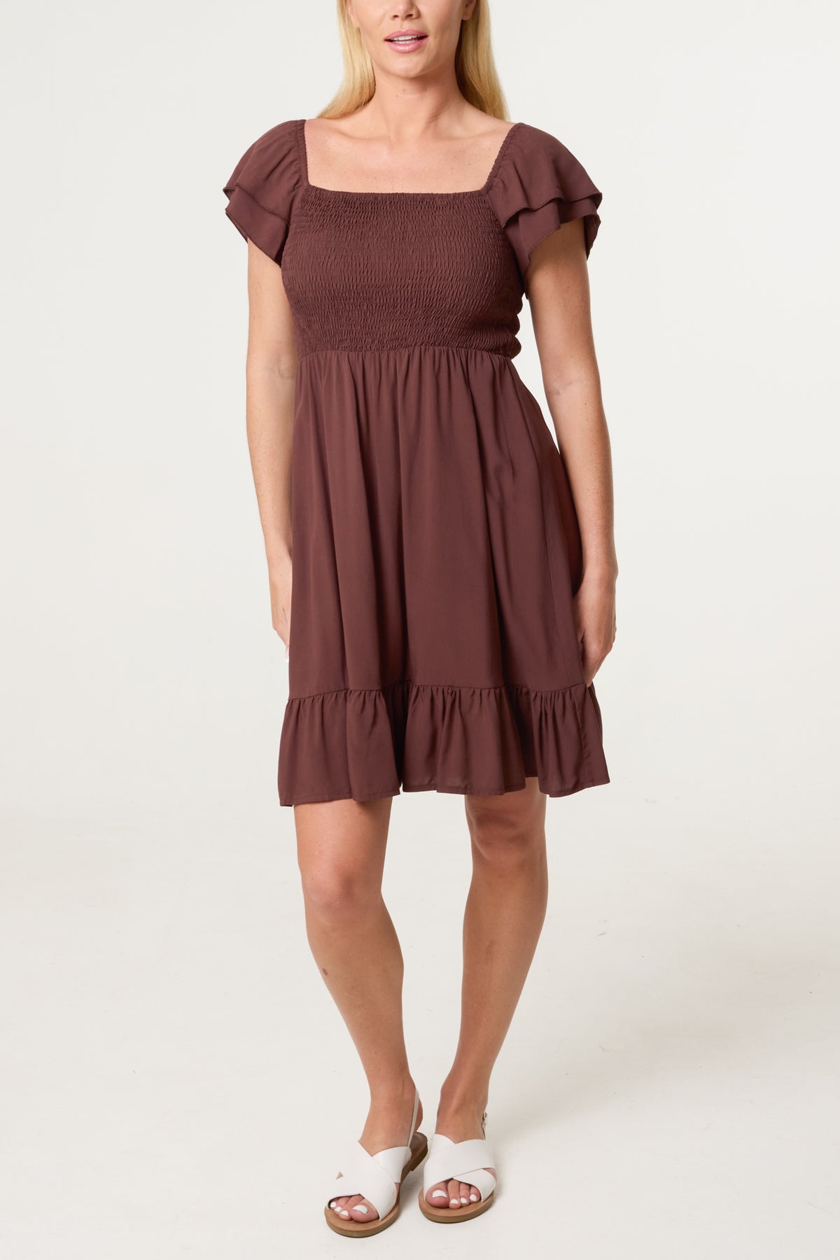 Shirred Bust Smock Mini Dress