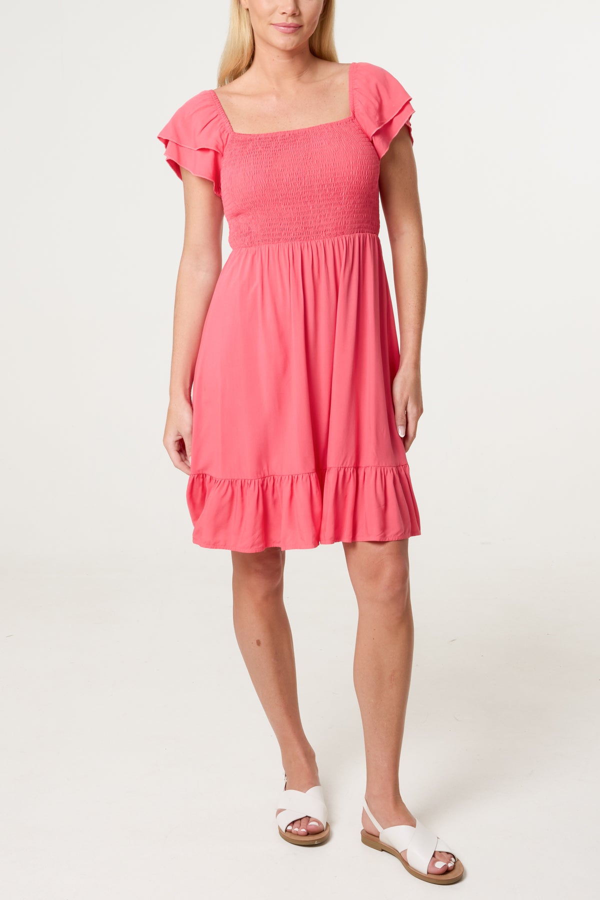 Shirred Bust Smock Mini Dress