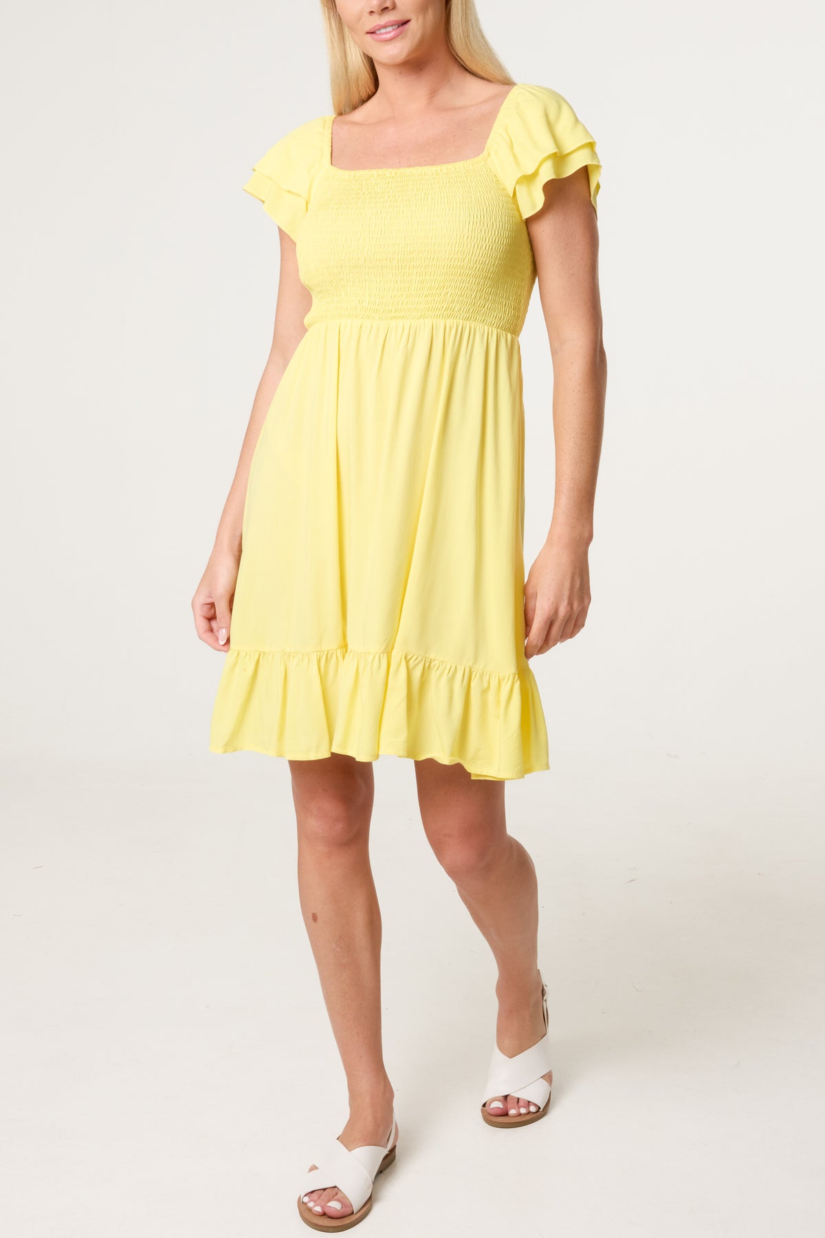 Shirred Bust Smock Mini Dress