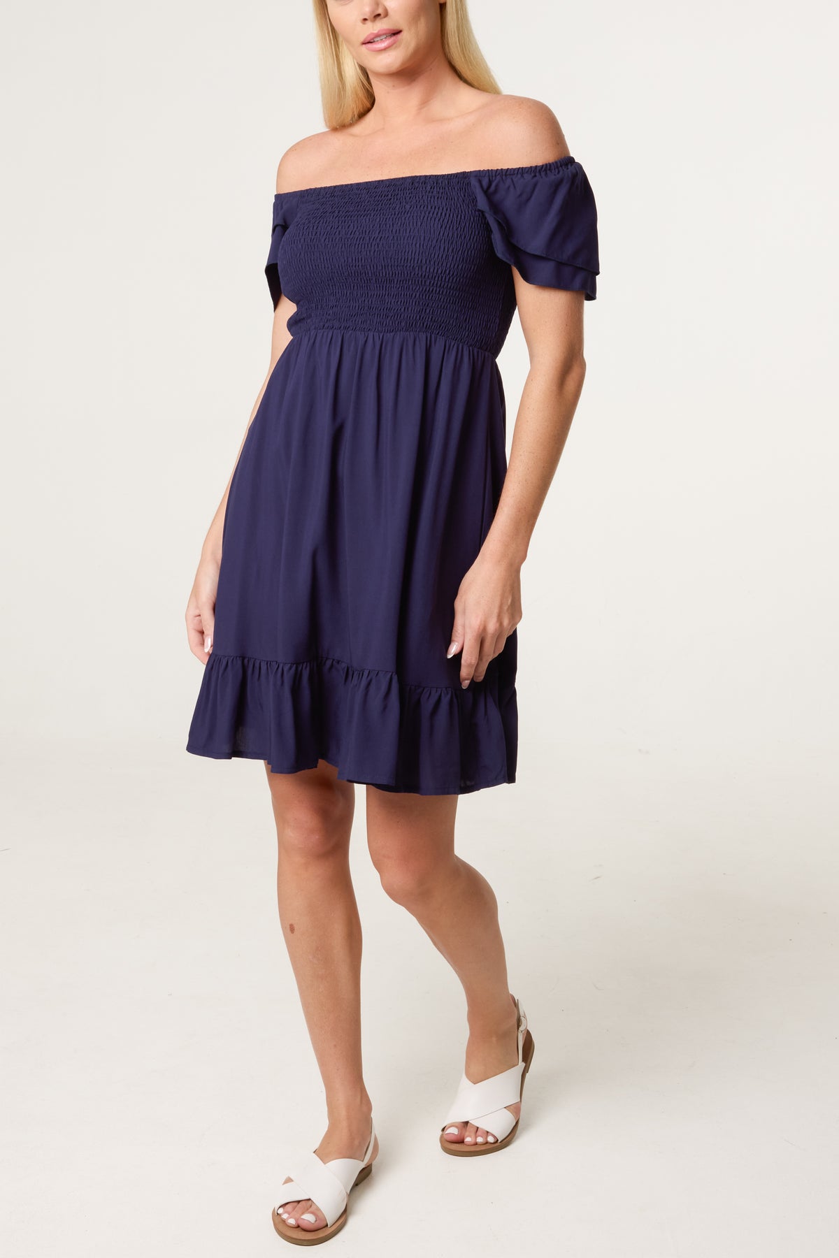 Shirred Bust Smock Mini Dress