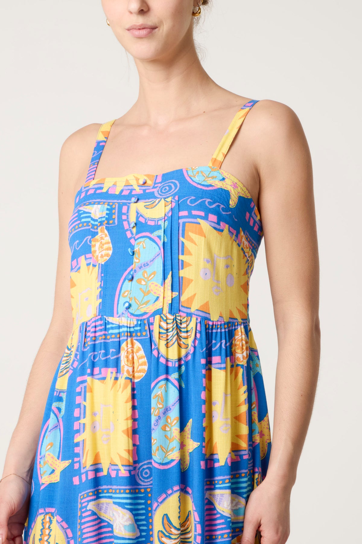 Summer Postal Card Inspired Strappy Dress