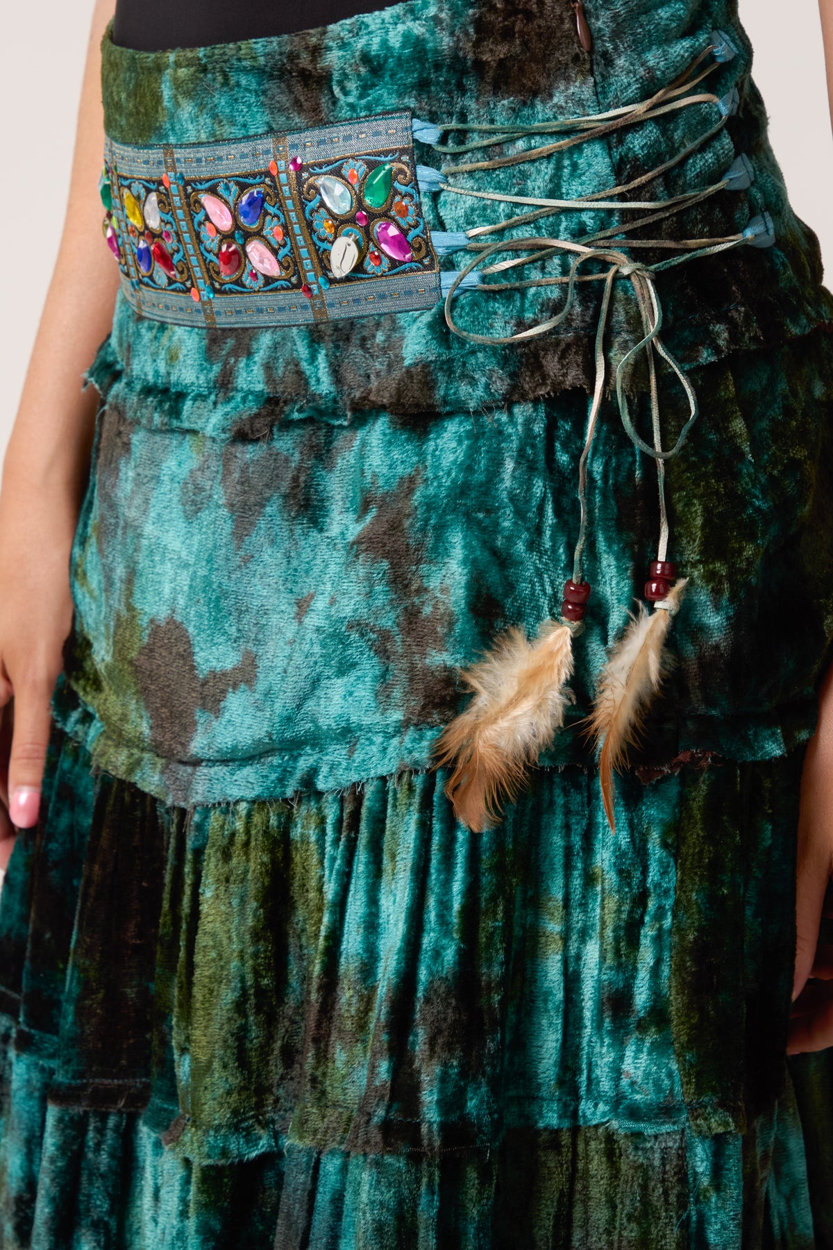 Velvet-Feel Tired Boho Skirt