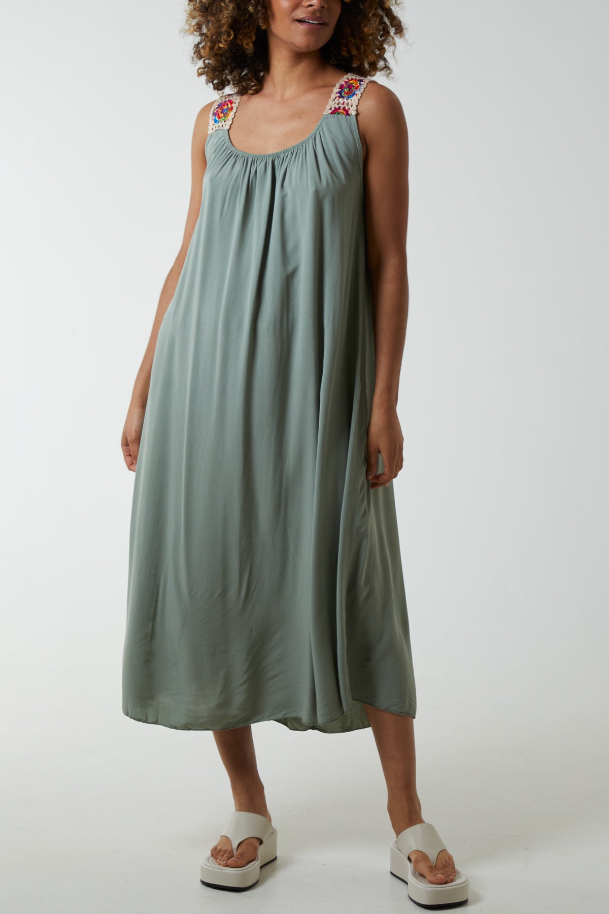 Crochet Sleeve Midi Dress