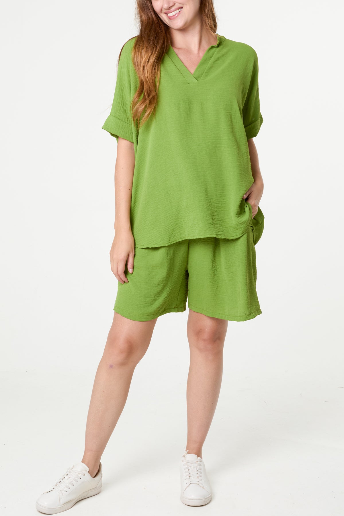 V-Neck Top and Shorts Co-Ord Set