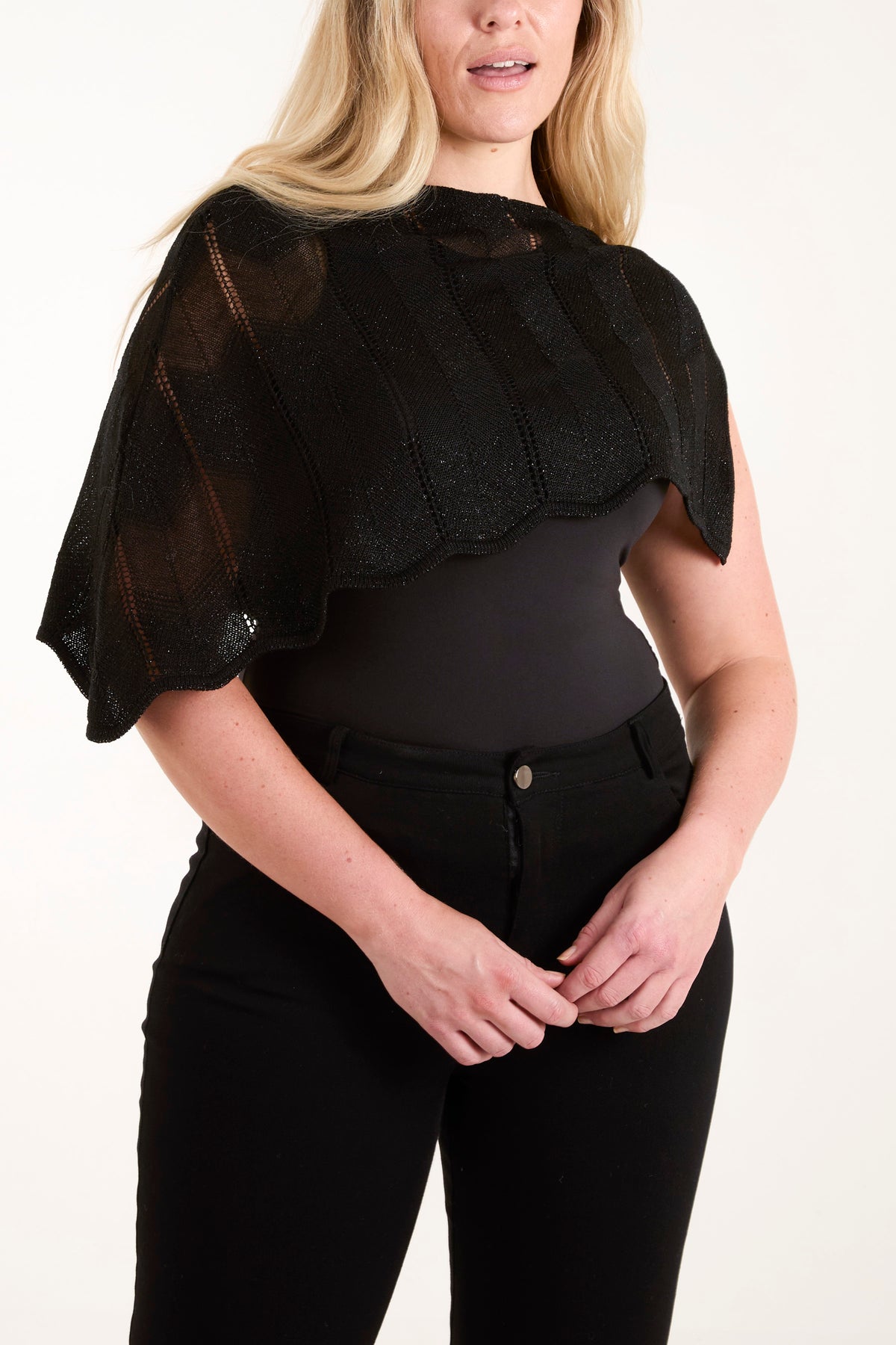 Cropped One Shoulder Poncho