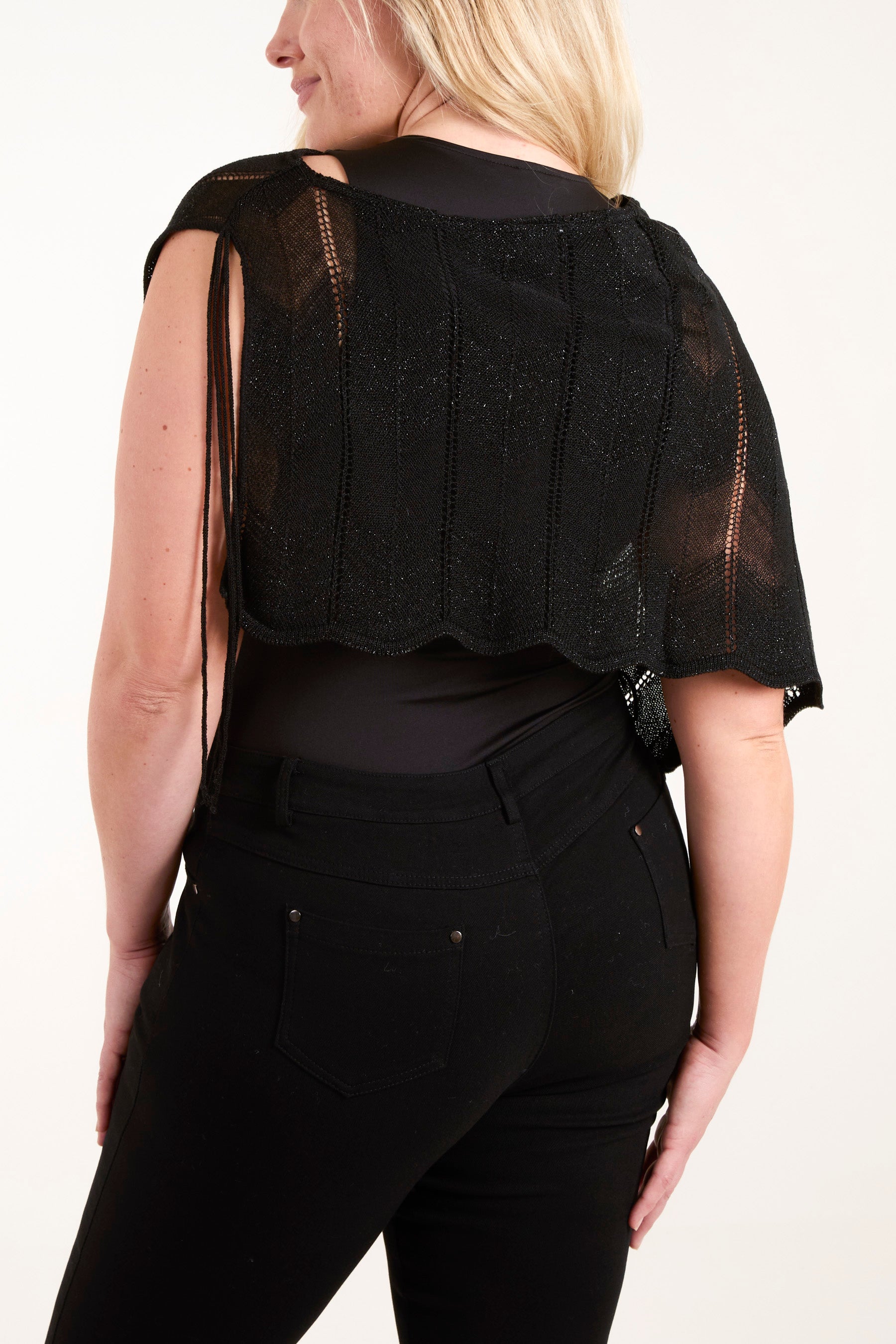 Cropped One Shoulder Poncho