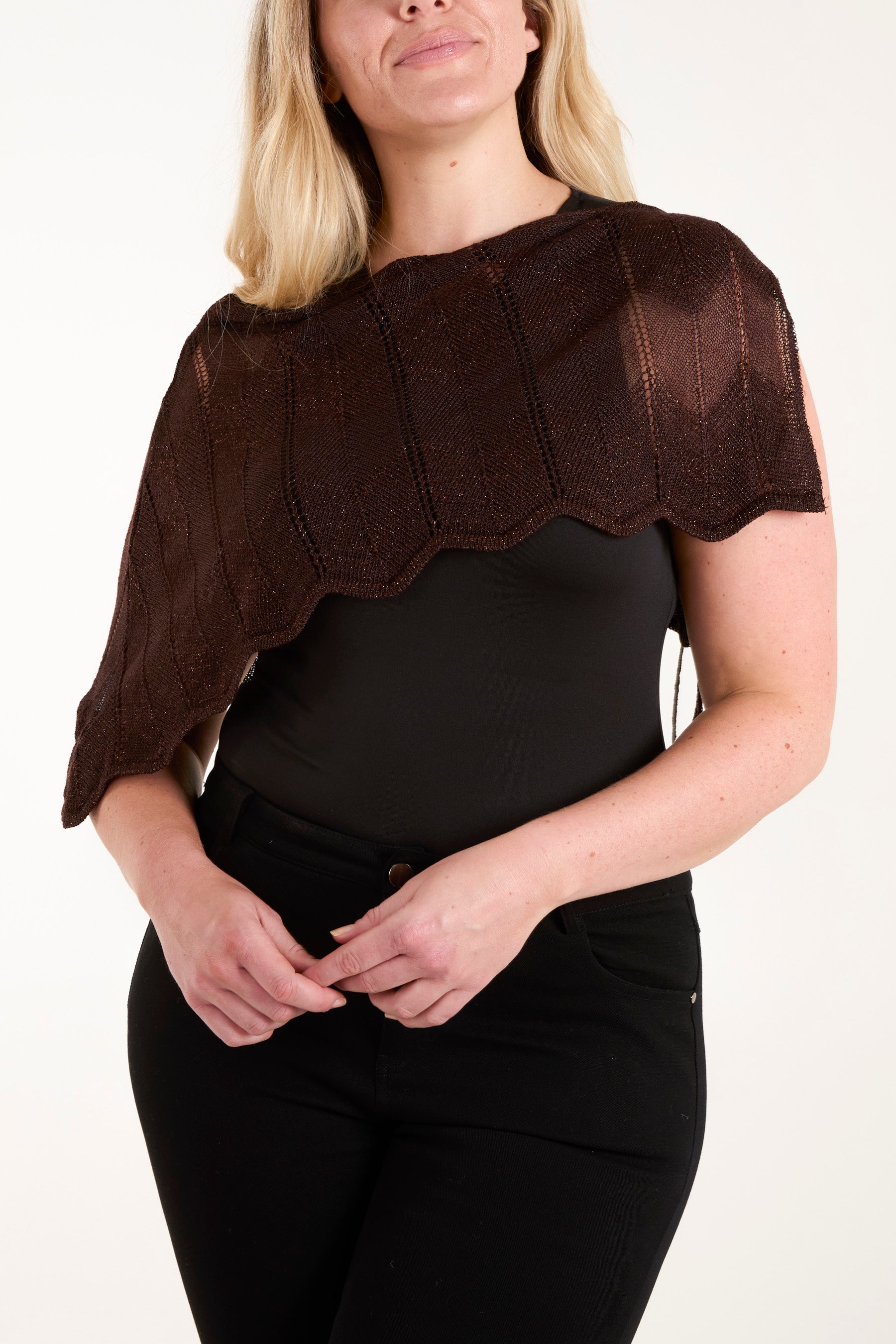 Cropped One Shoulder Poncho