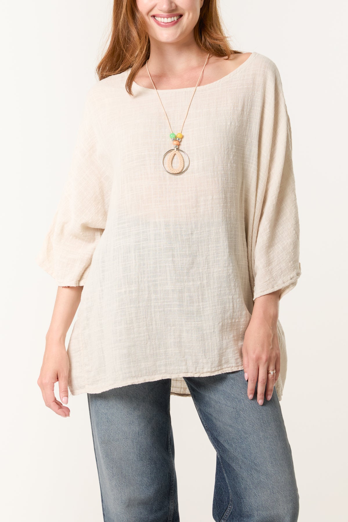 Necklace Pure Cotton Round Neck Top