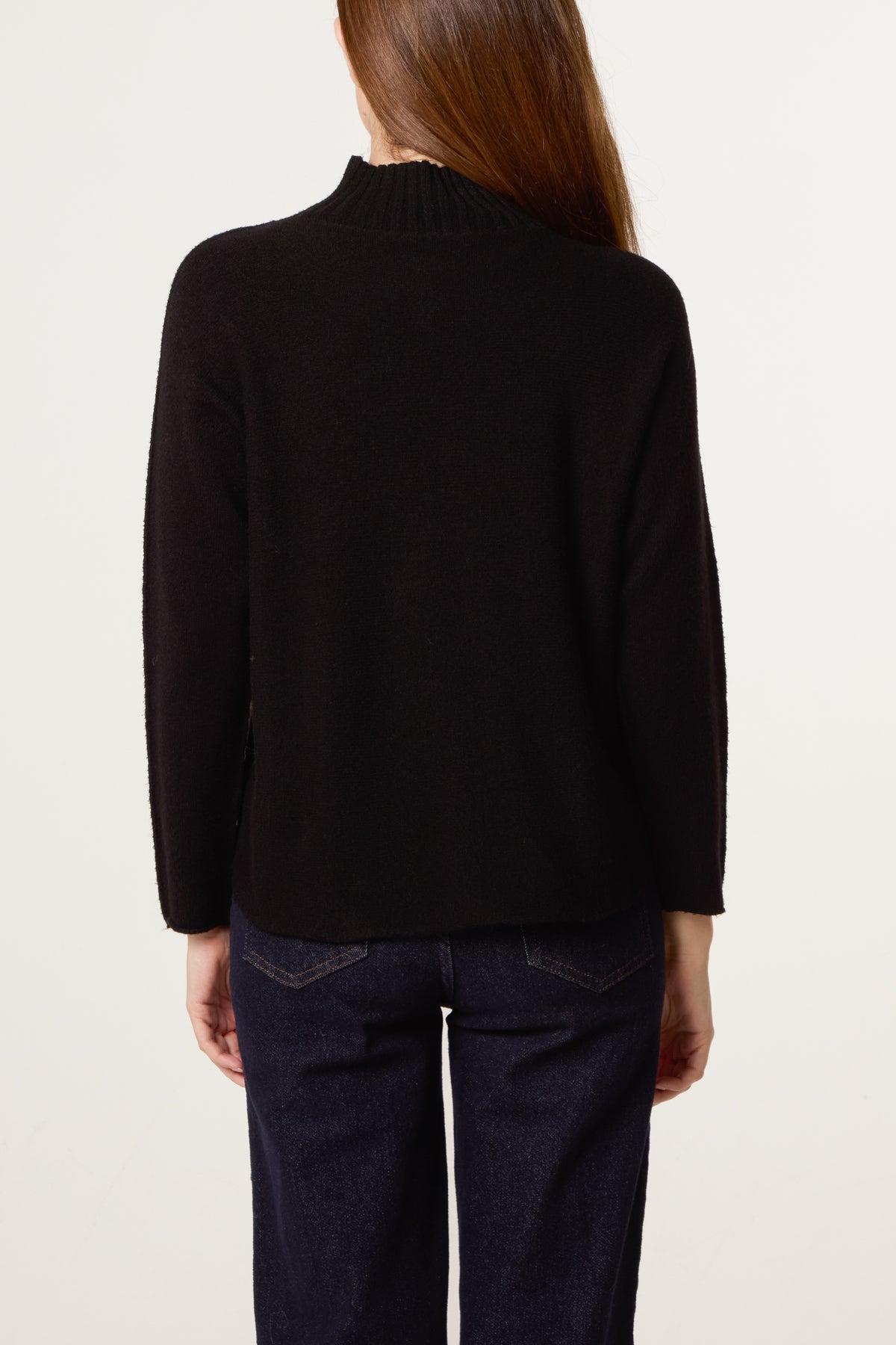 Ribbed Highneck Plain Jumper