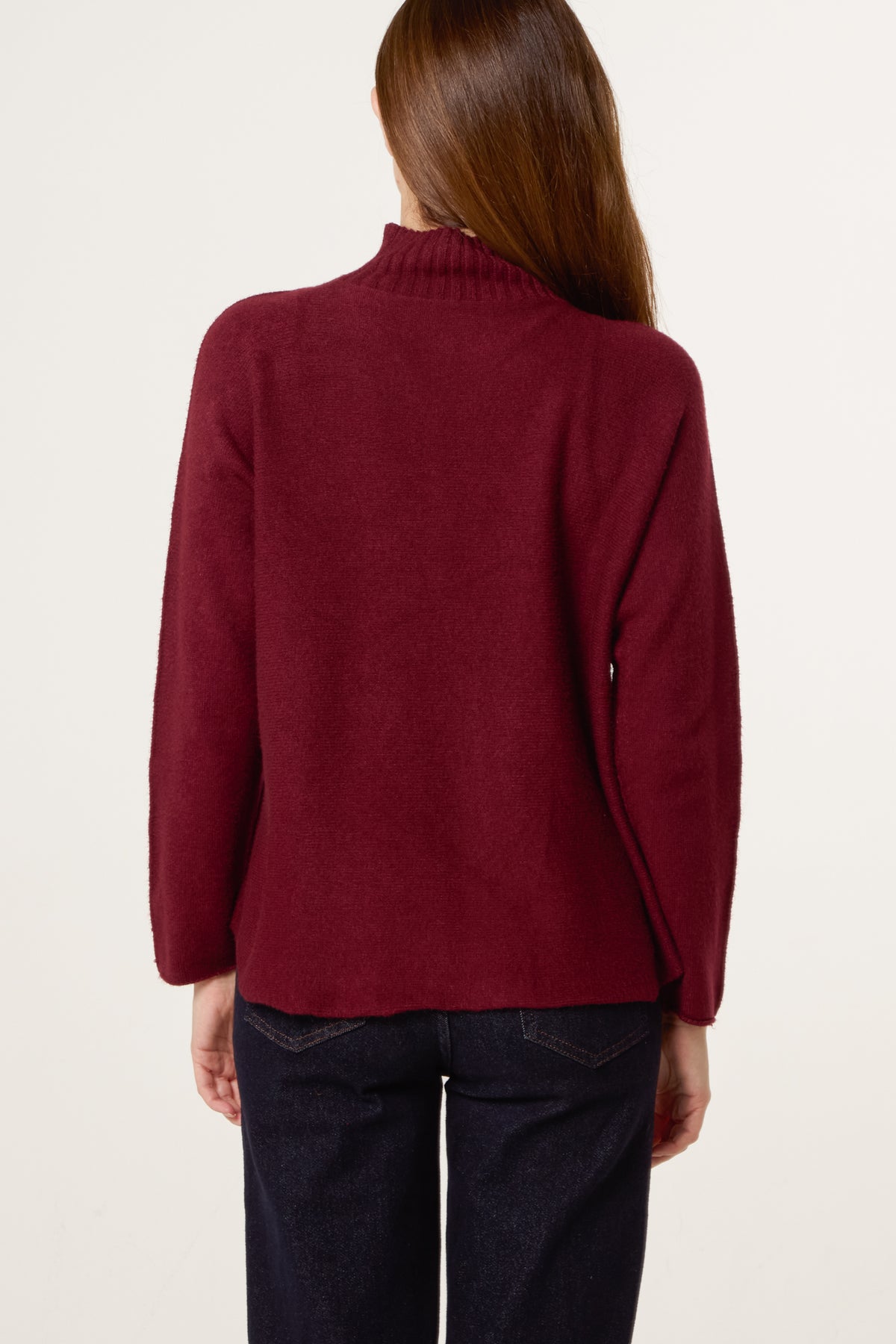 Ribbed Highneck Plain Jumper