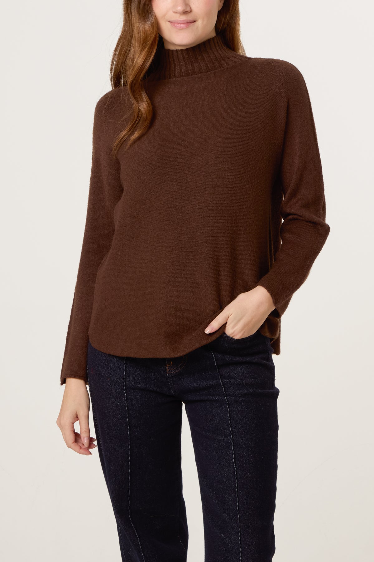 Ribbed Highneck Plain Jumper