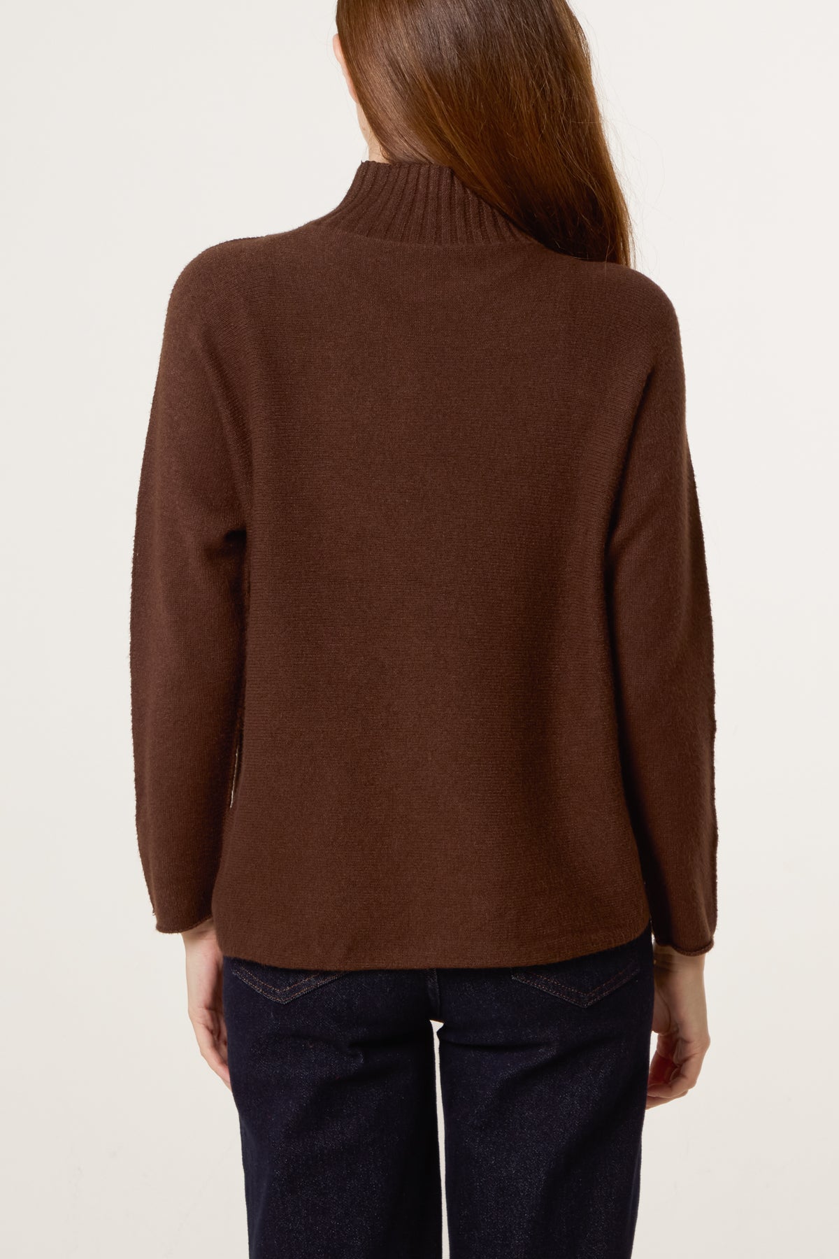 Ribbed Highneck Plain Jumper