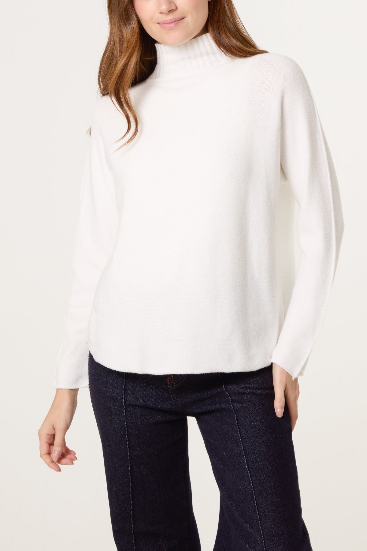 Ribbed Highneck Plain Jumper