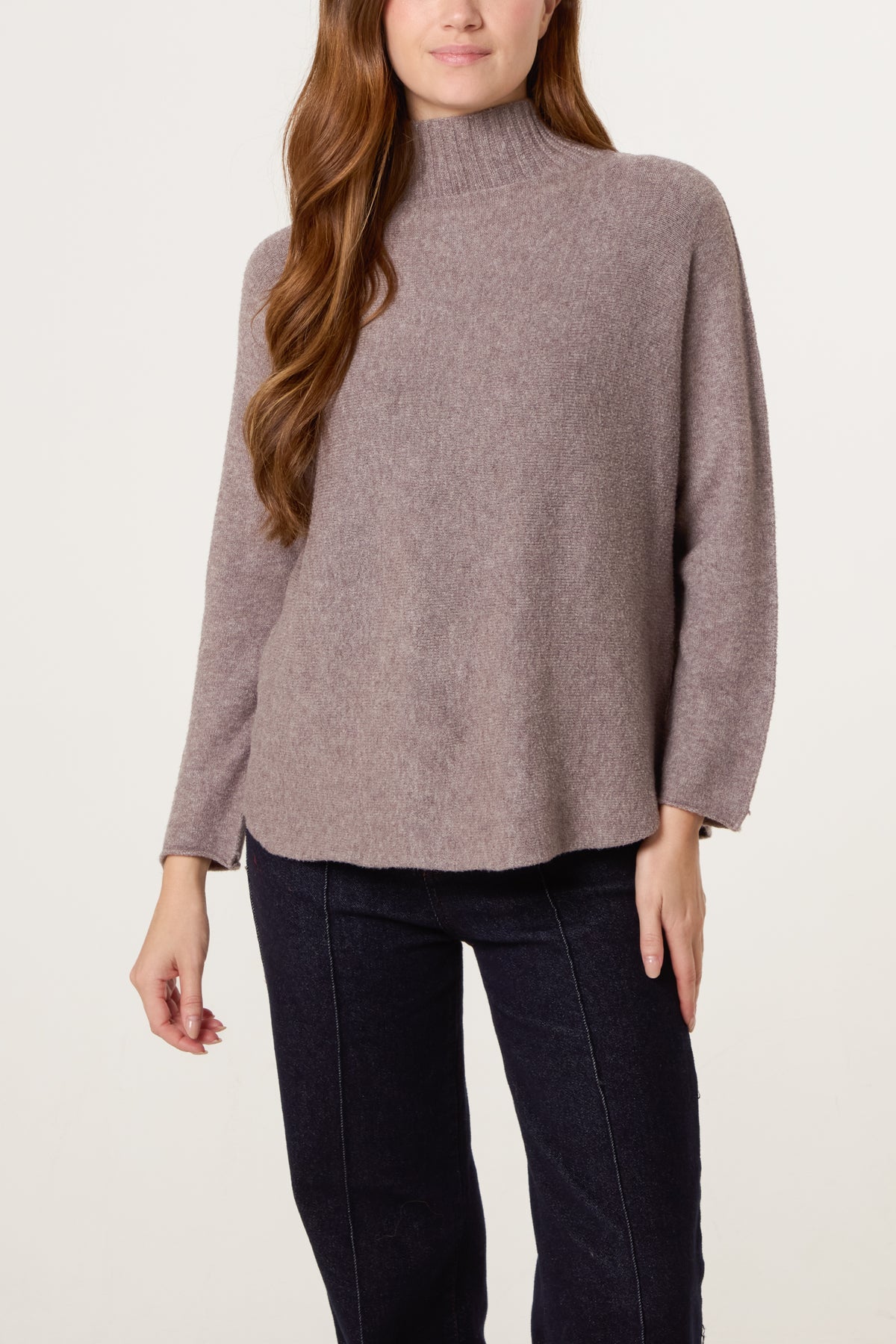 Ribbed Highneck Plain Jumper