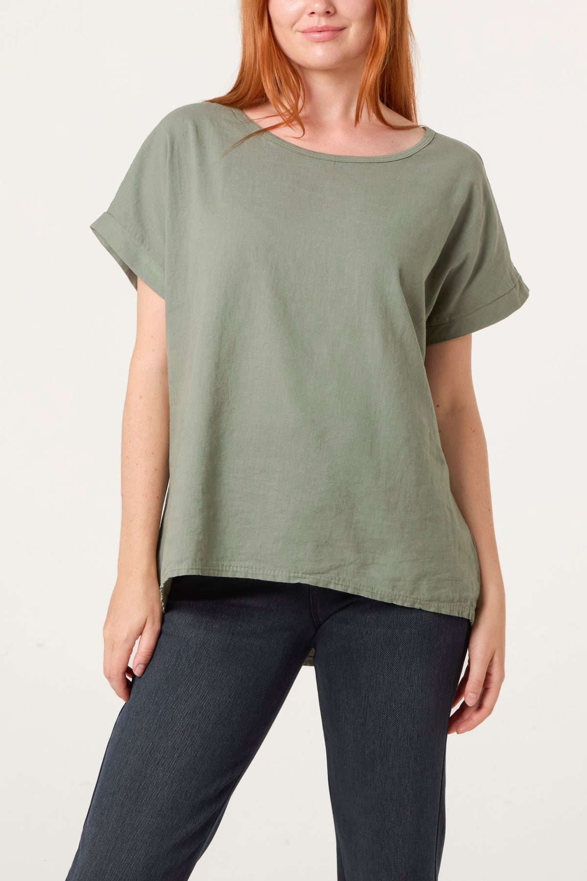 Linen Blend Short Sleeve Top