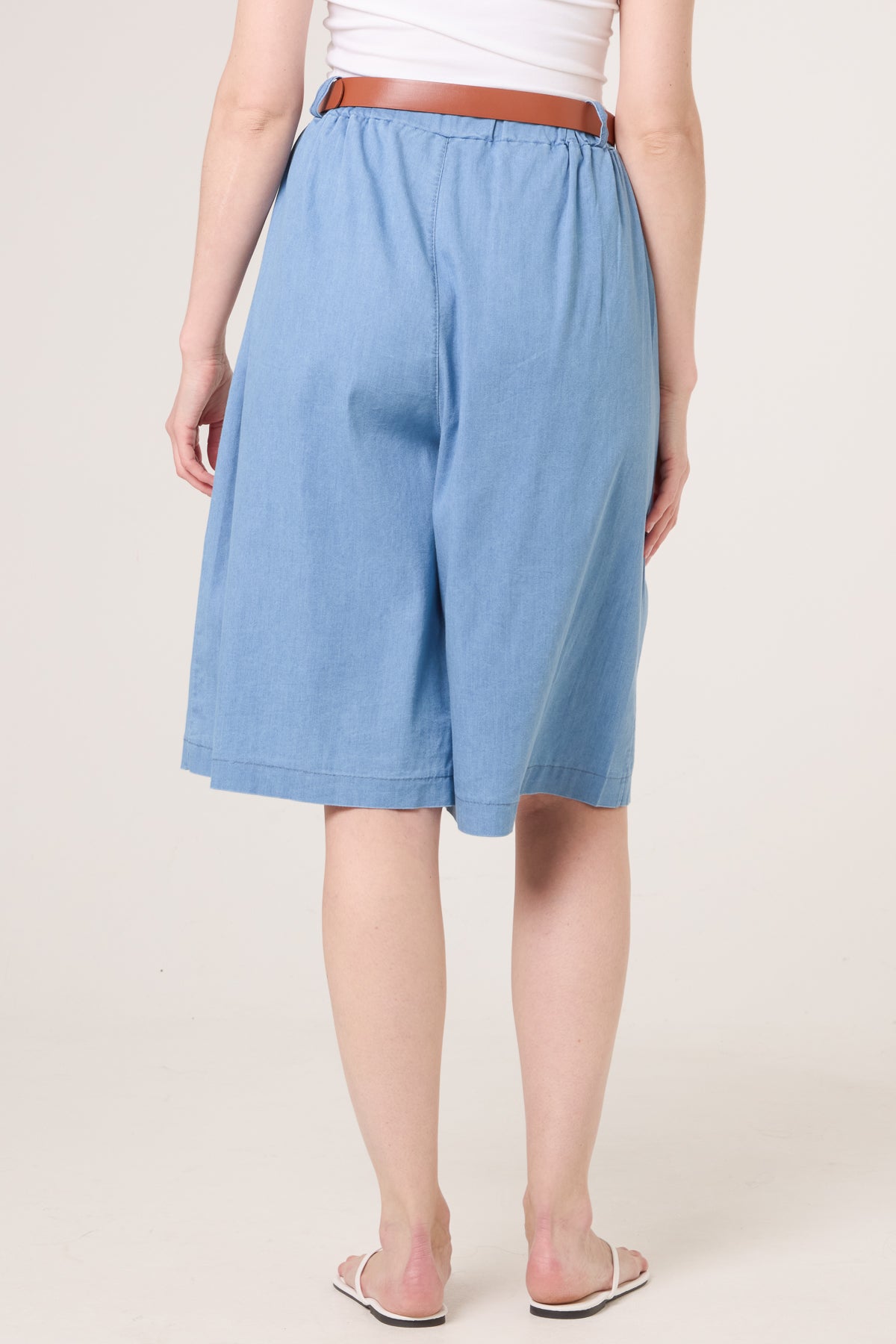 Belted Cotton Bermuda With Pockets