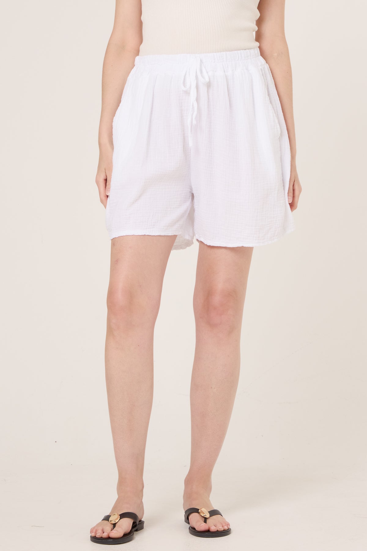 Pure Cotton Tie Front Shorts