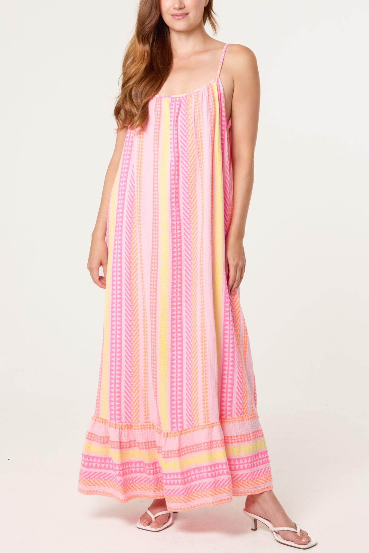 Bright Aztec Pure Cotton Sleeveless Midi Dress