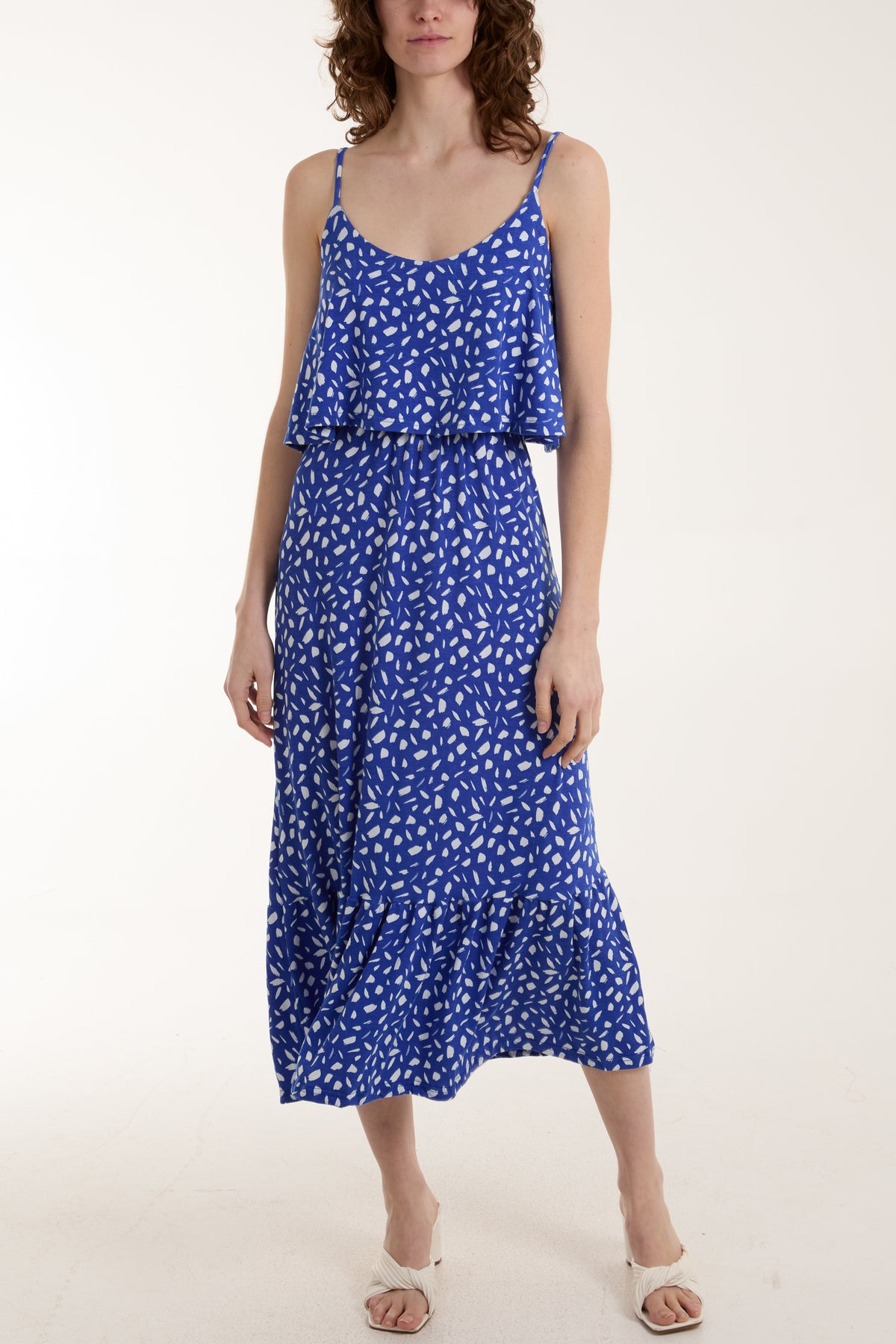 Double Layer Geometric Cami Midi Dress