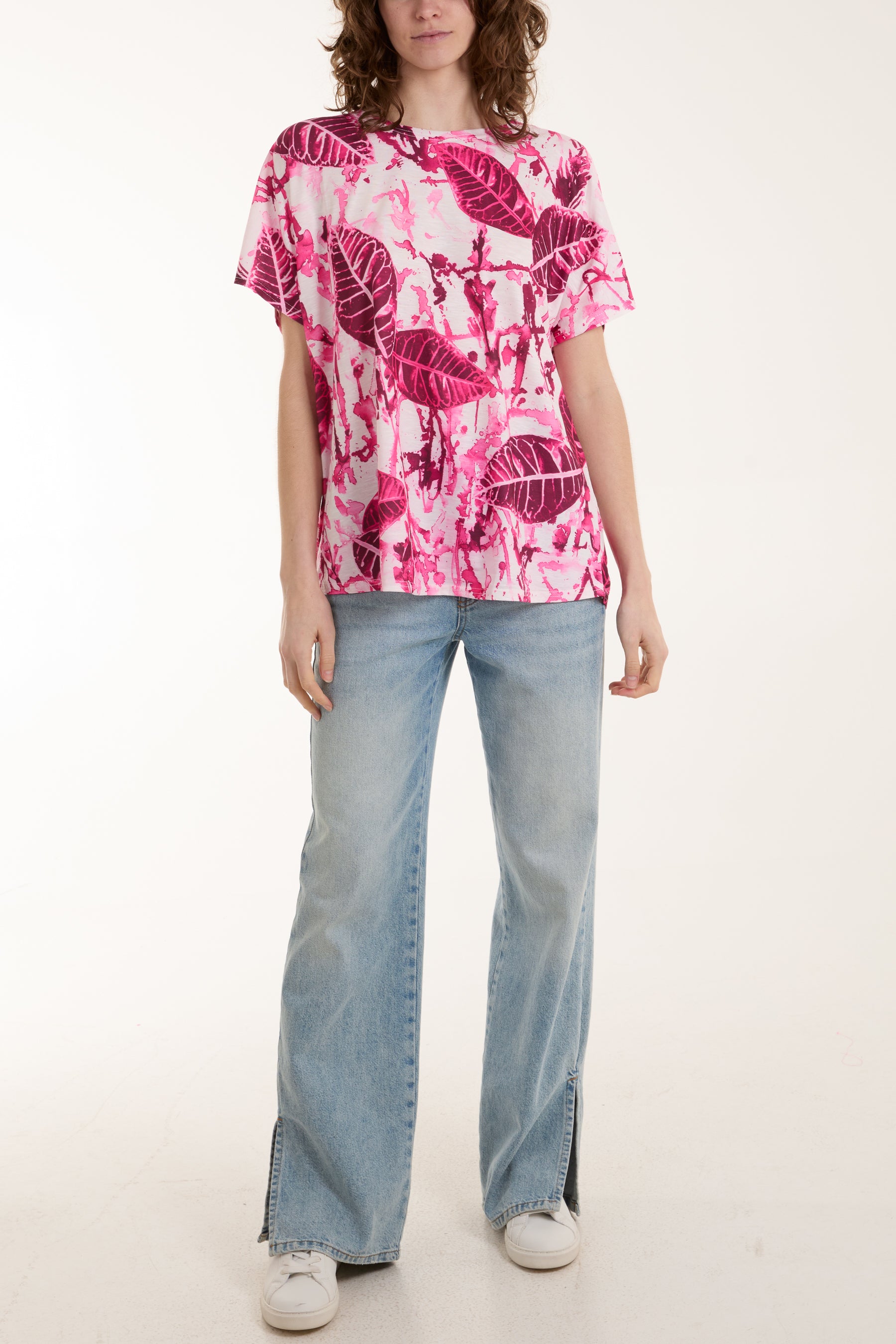 Abstract Leaf & Paint Splatter Print Tee