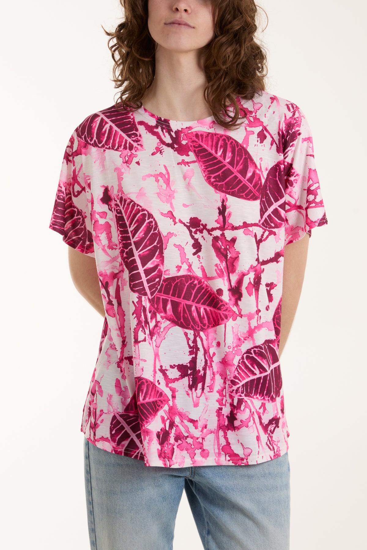 Abstract Leaf & Paint Splatter Print Tee