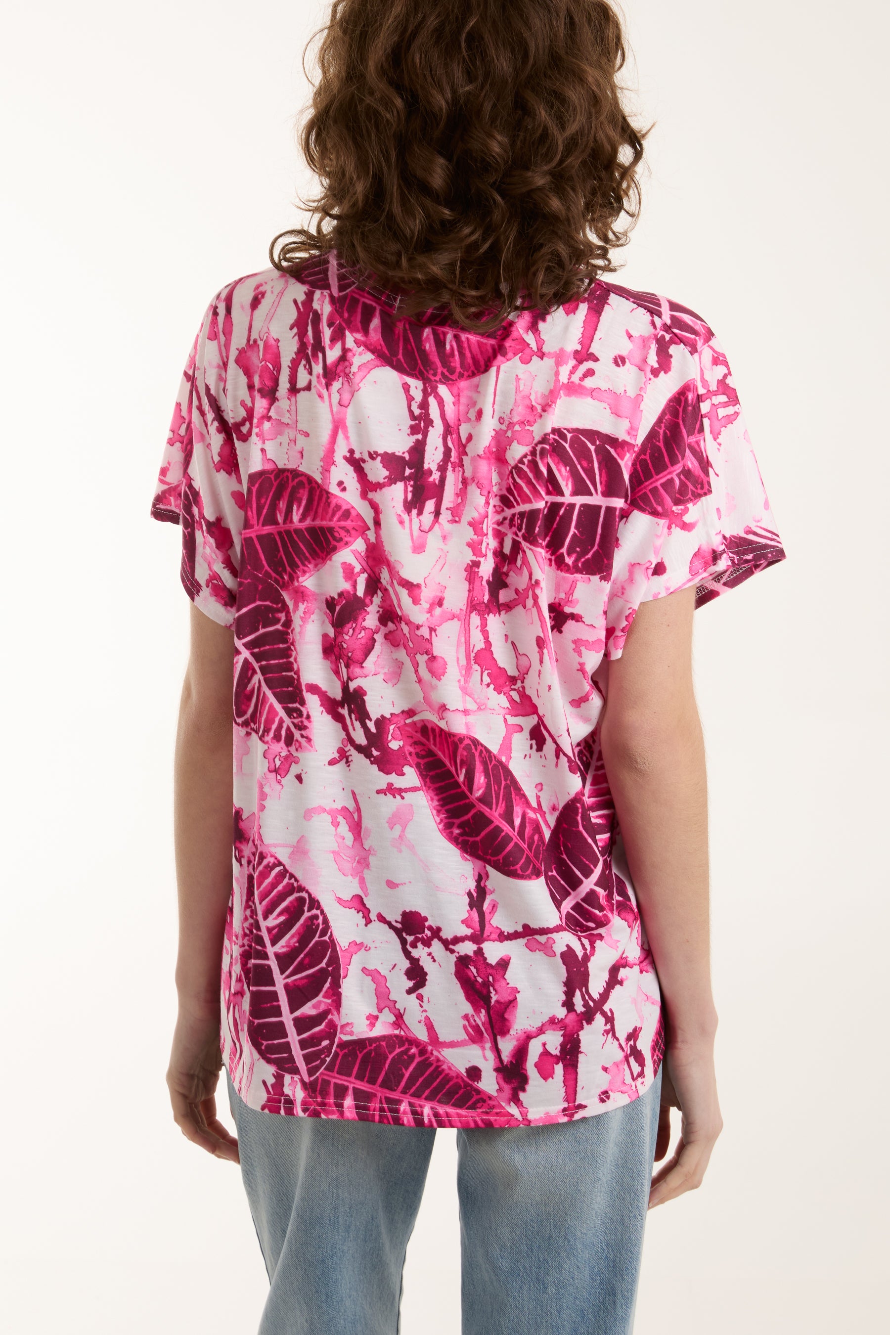 Abstract Leaf & Paint Splatter Print Tee