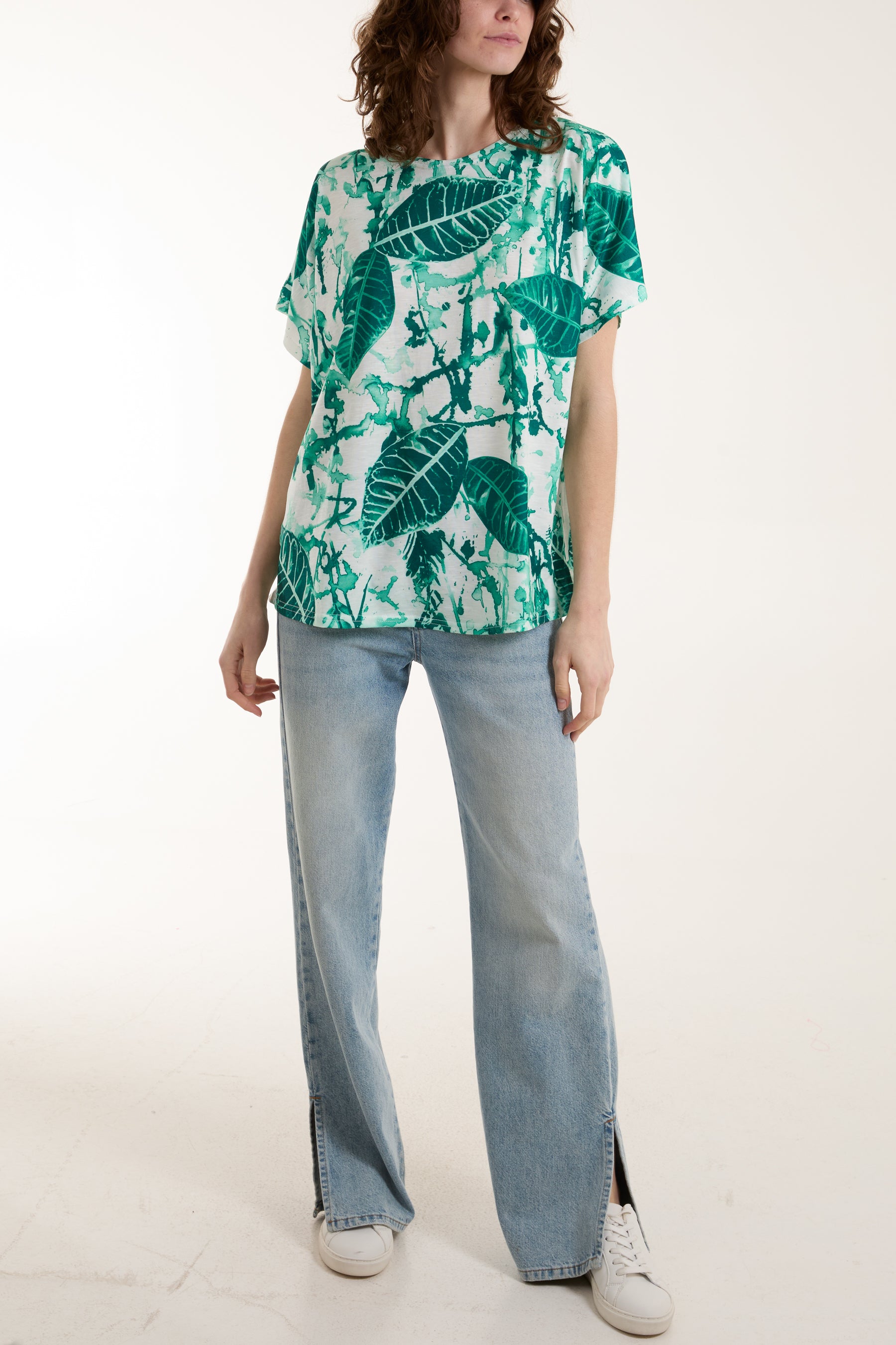 Abstract Leaf & Paint Splatter Print Tee