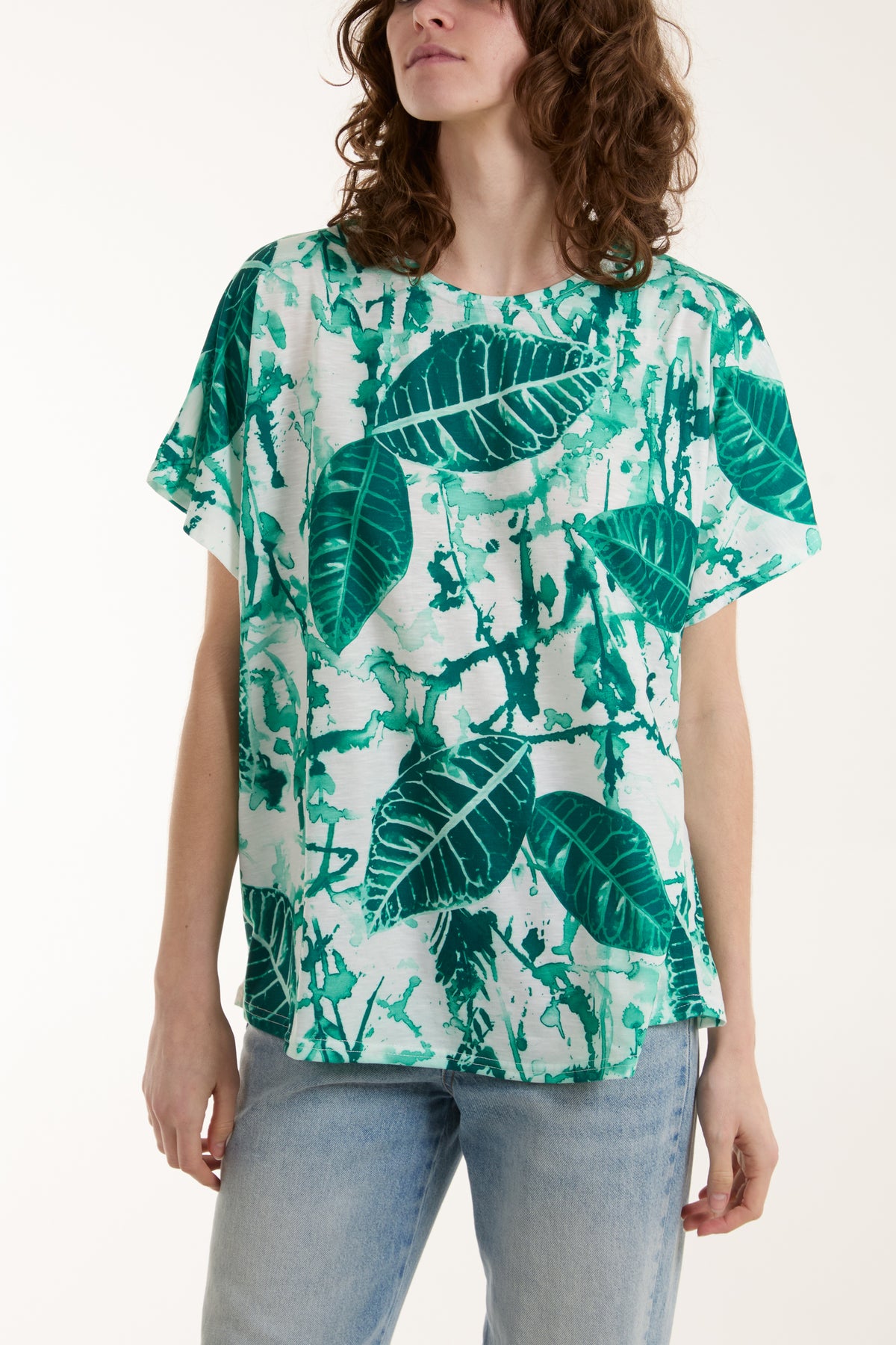 Abstract Leaf & Paint Splatter Print Tee