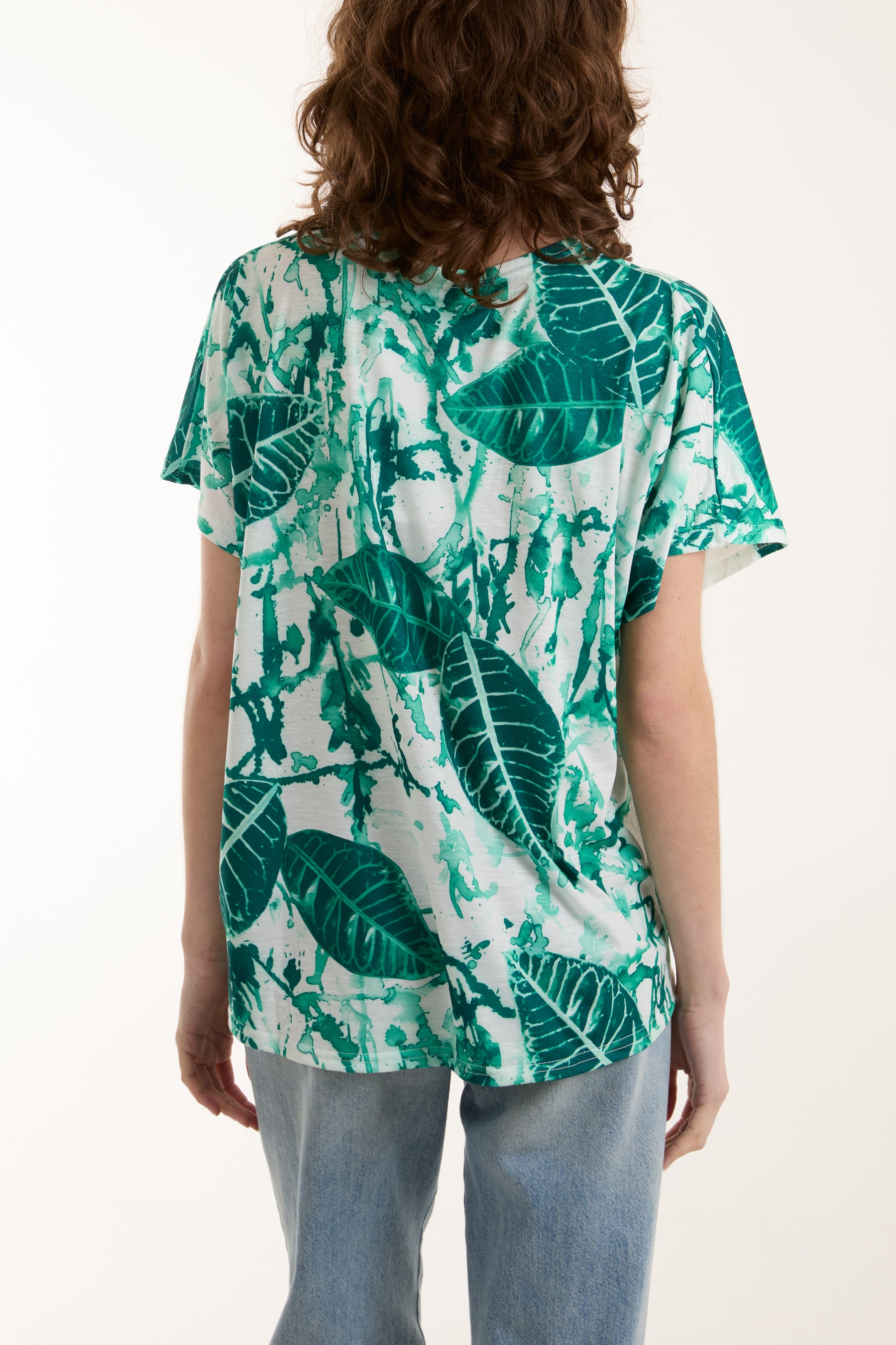 Abstract Leaf & Paint Splatter Print Tee