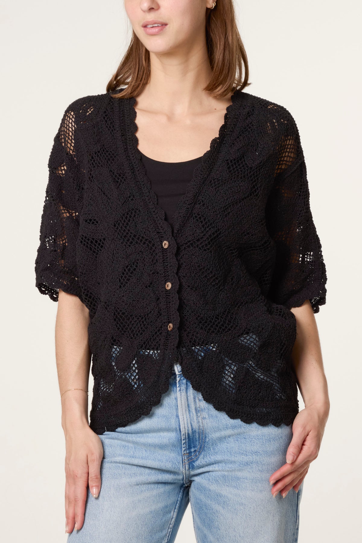 Crochet Leaf Batwing Cardigan