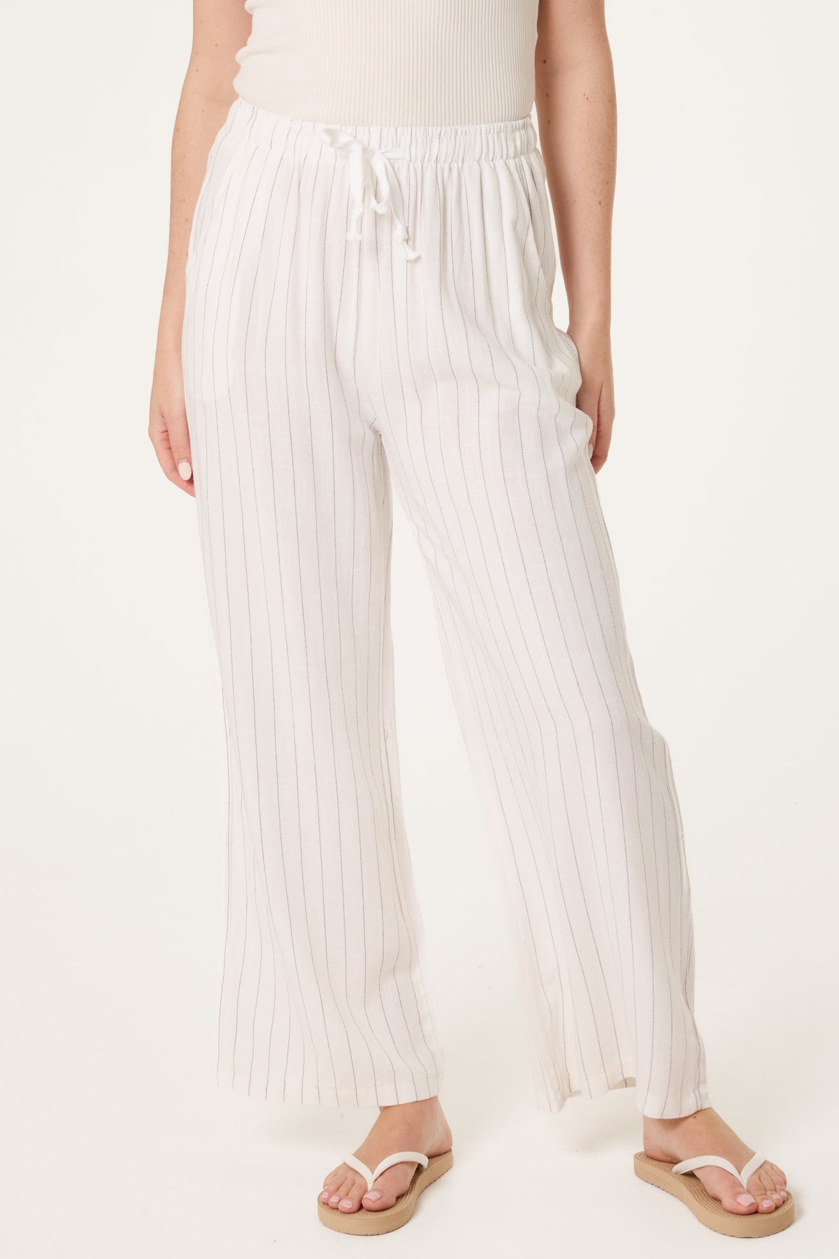 Pin Striped Elasticated Trousers