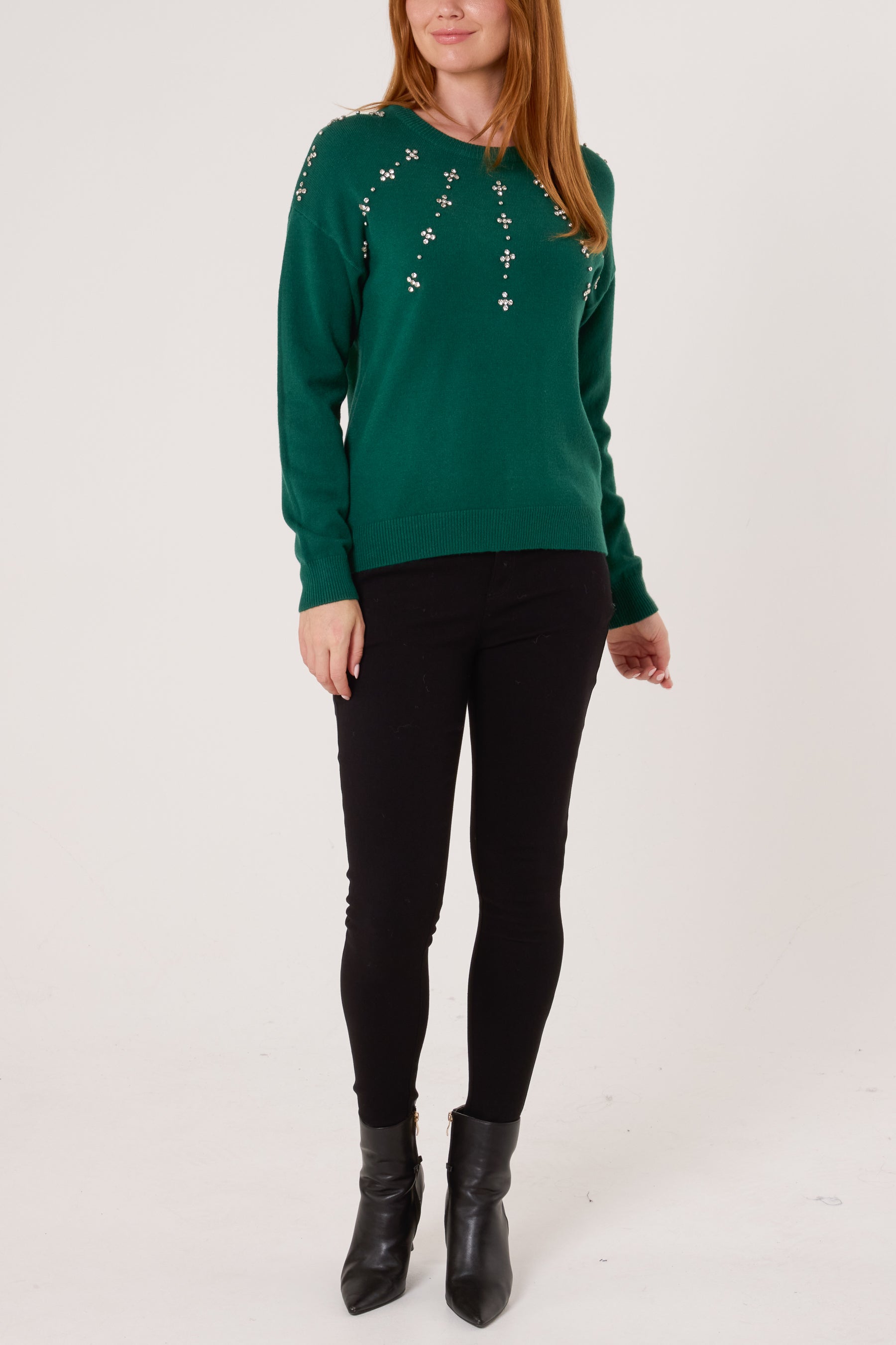 Flower Embellished Knit Jumper