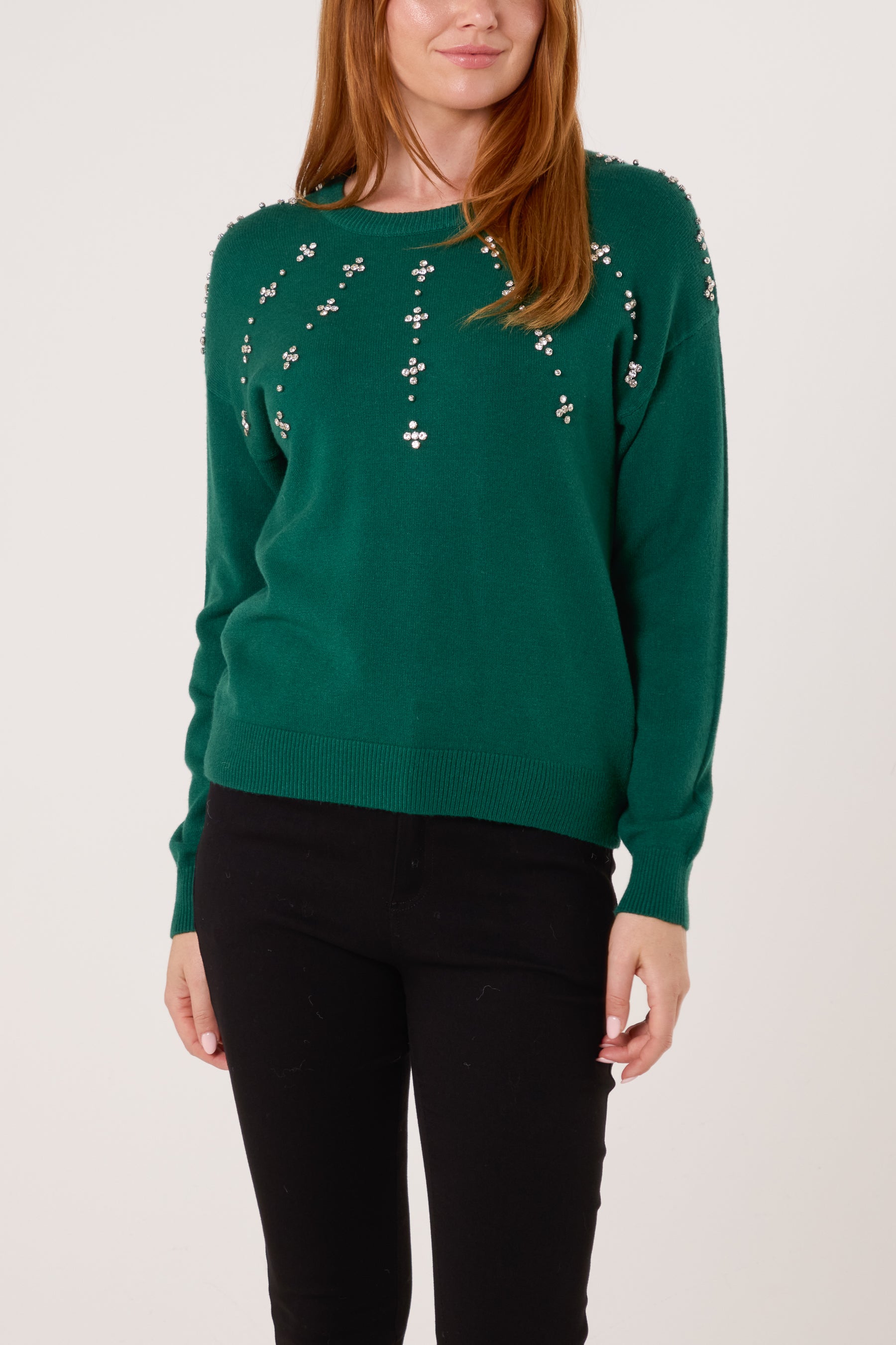 Flower Embellished Knit Jumper